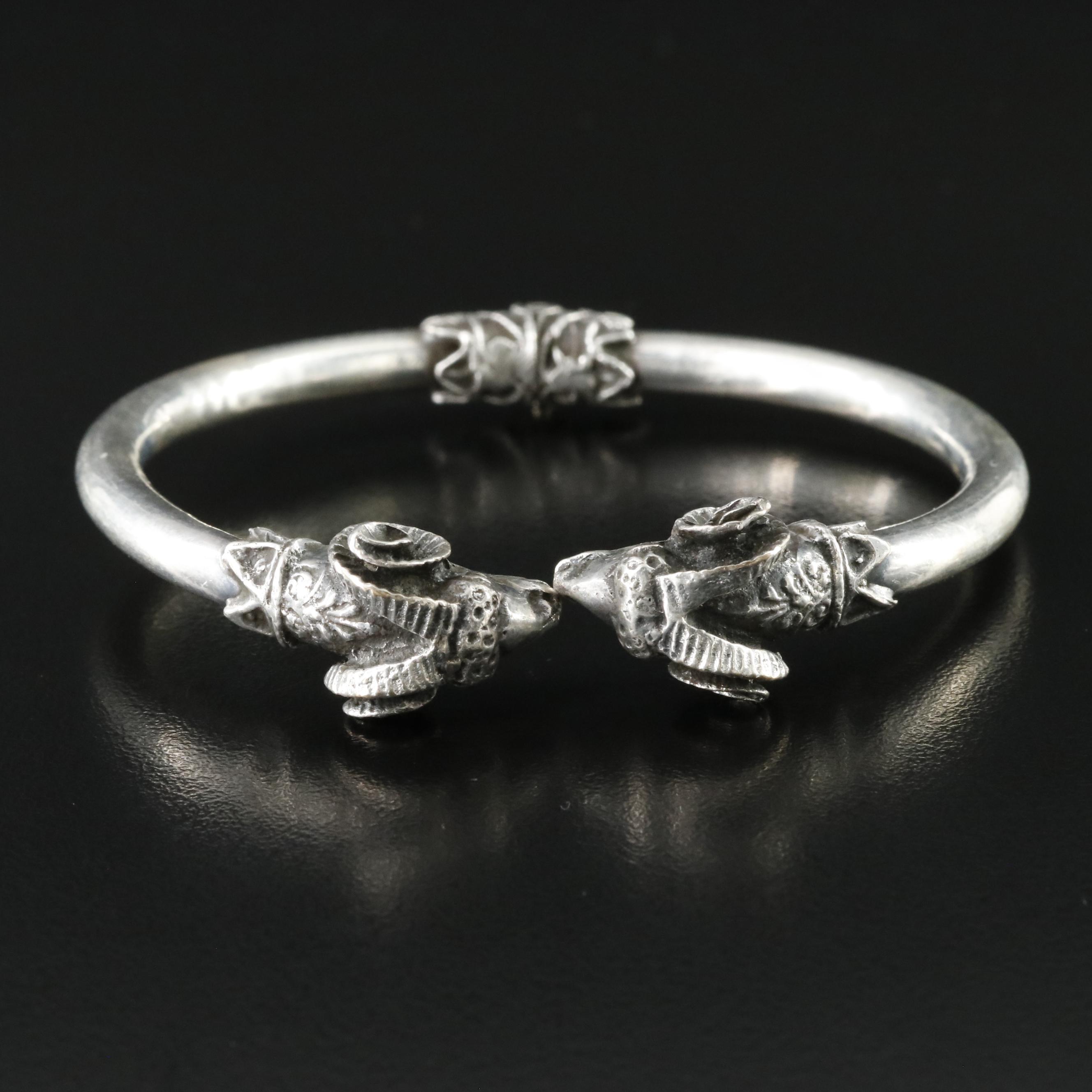 Sterling Rams Head Cuff