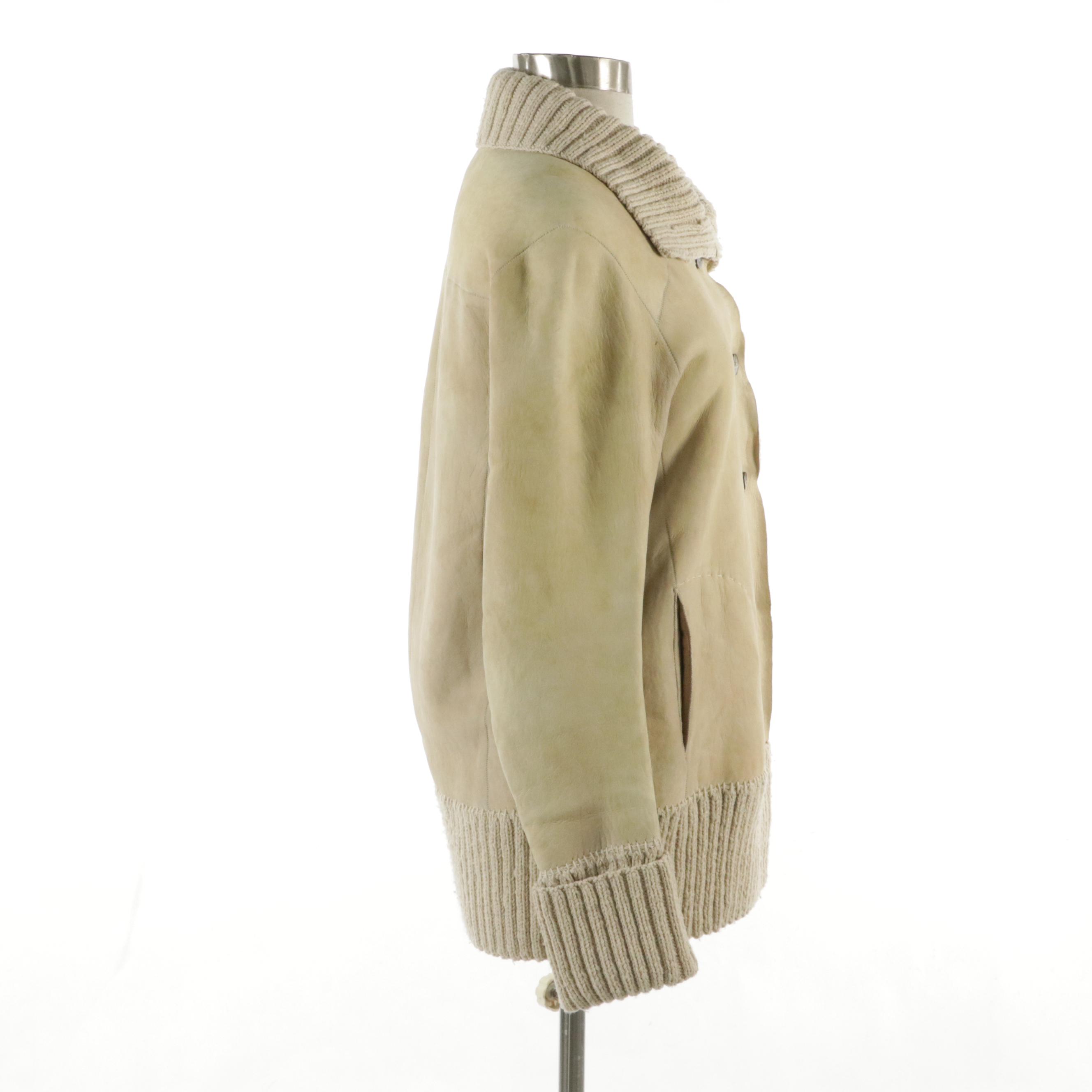 Nigel Preston & Knight Shearling Lambskin Coat with Chunky Knit Trimming