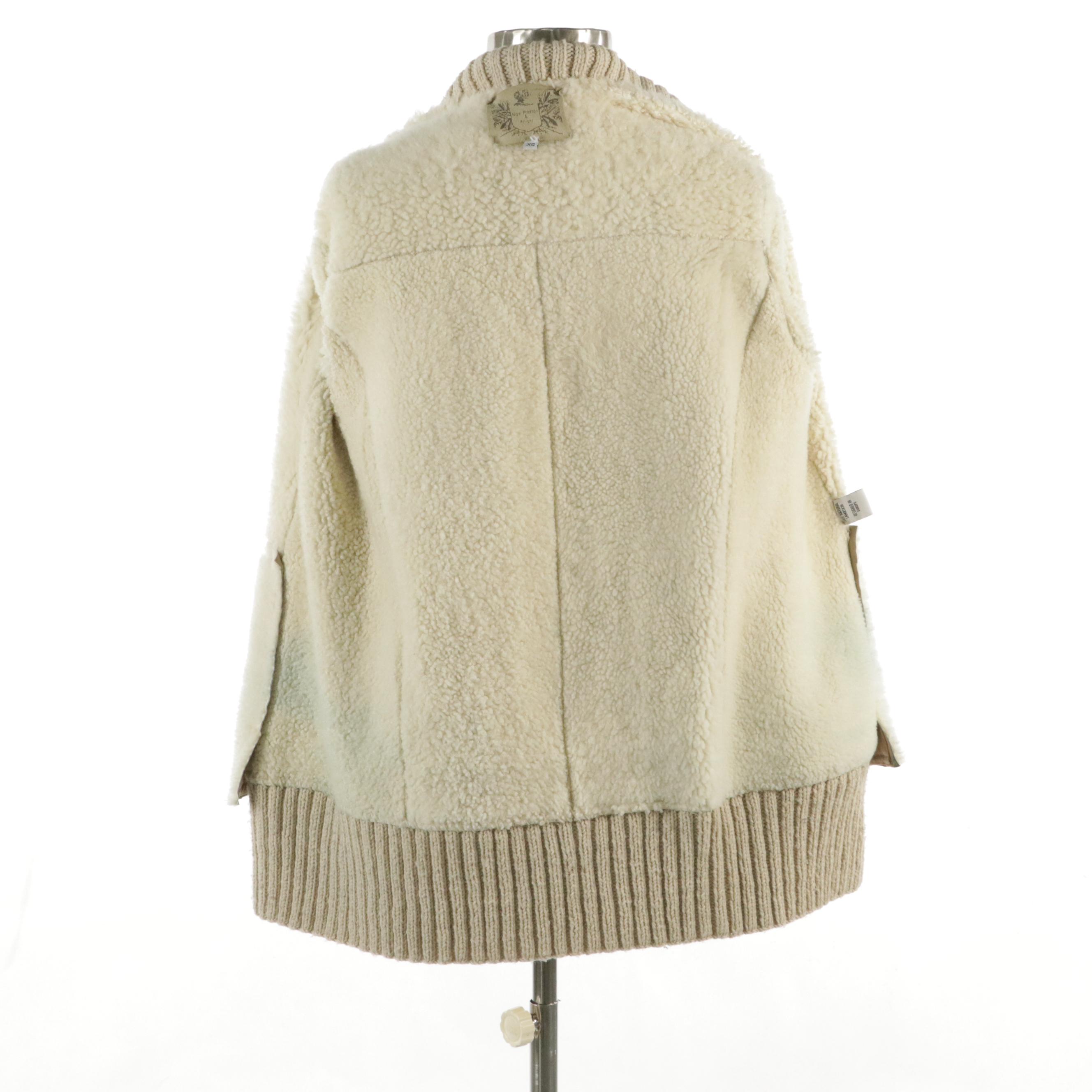 Nigel Preston & Knight Shearling Lambskin Coat with Chunky Knit Trimming