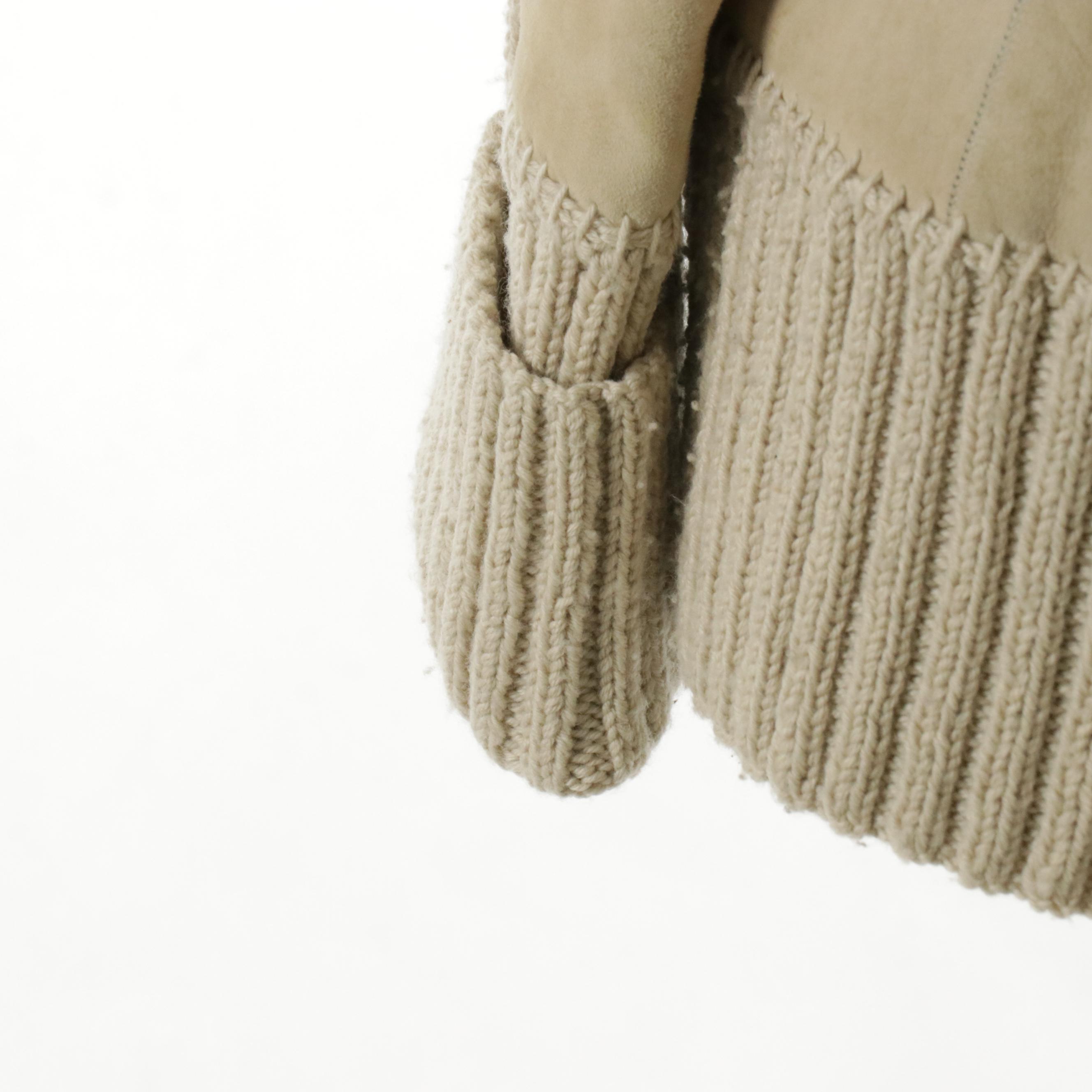 Nigel Preston & Knight Shearling Lambskin Coat with Chunky Knit Trimming