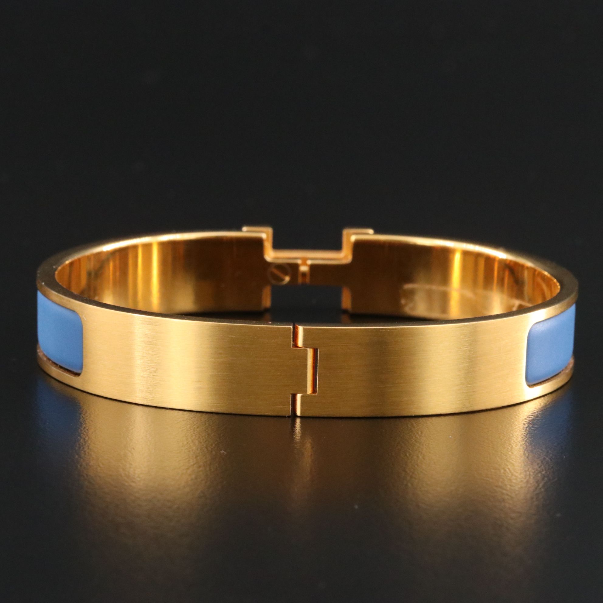Hermès Clic H Matte Finish Blue Enamel Bracelet