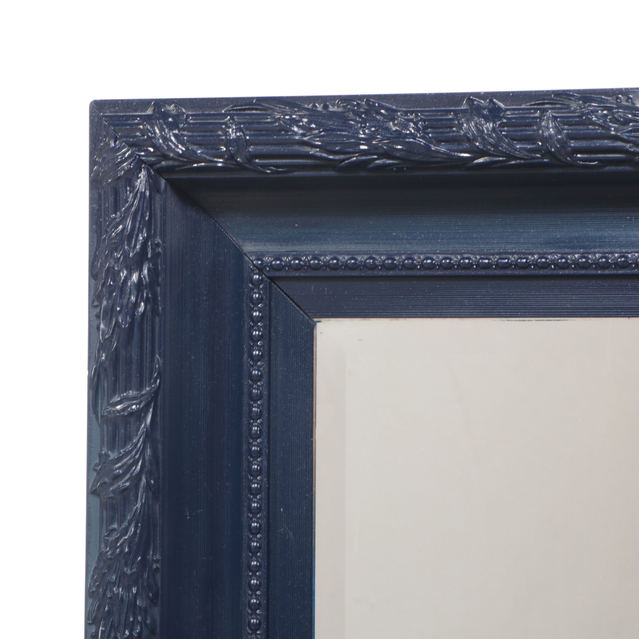 Blue Painted Wood Framed Wall Mirror