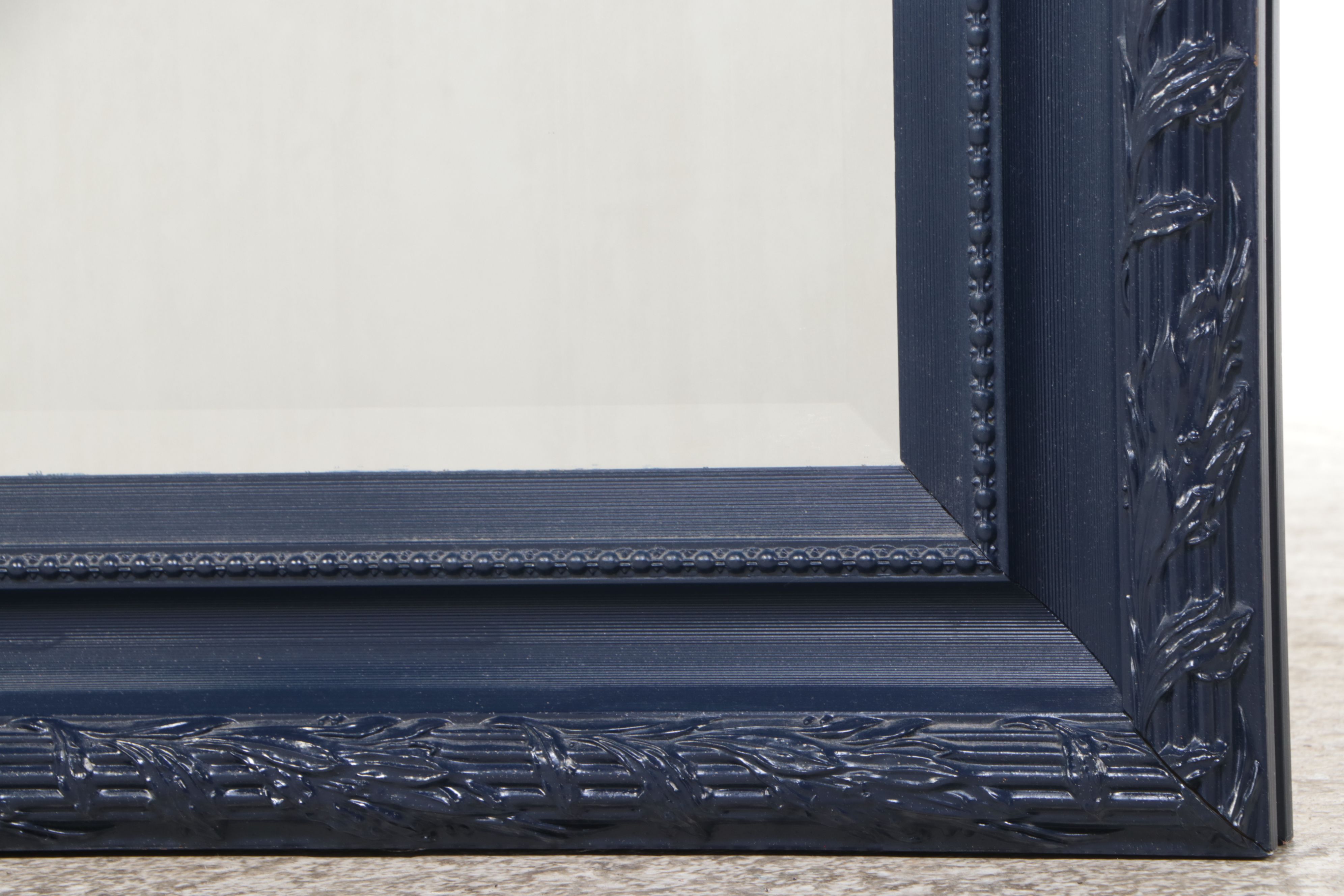 Blue Painted Wood Framed Wall Mirror