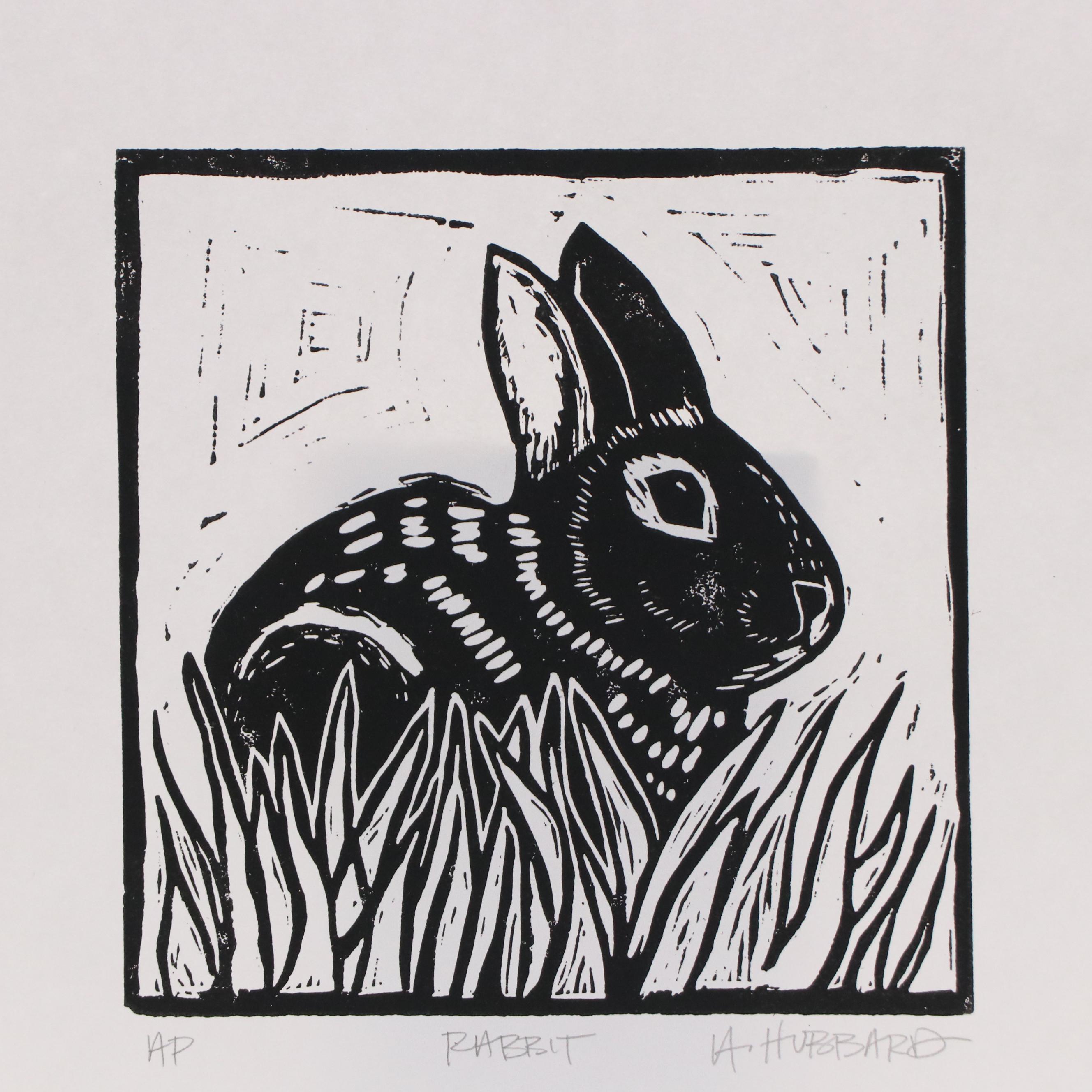 Angie Hubbard Relief Print "Rabbit," 21st Century