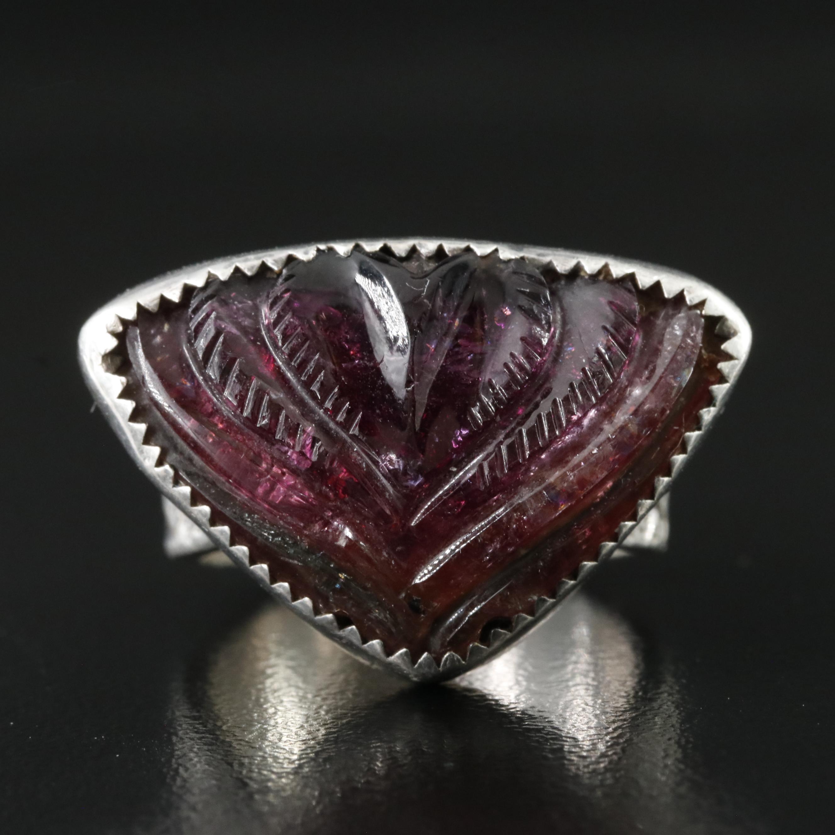 Fine Silver Tourmaline Floral Ring