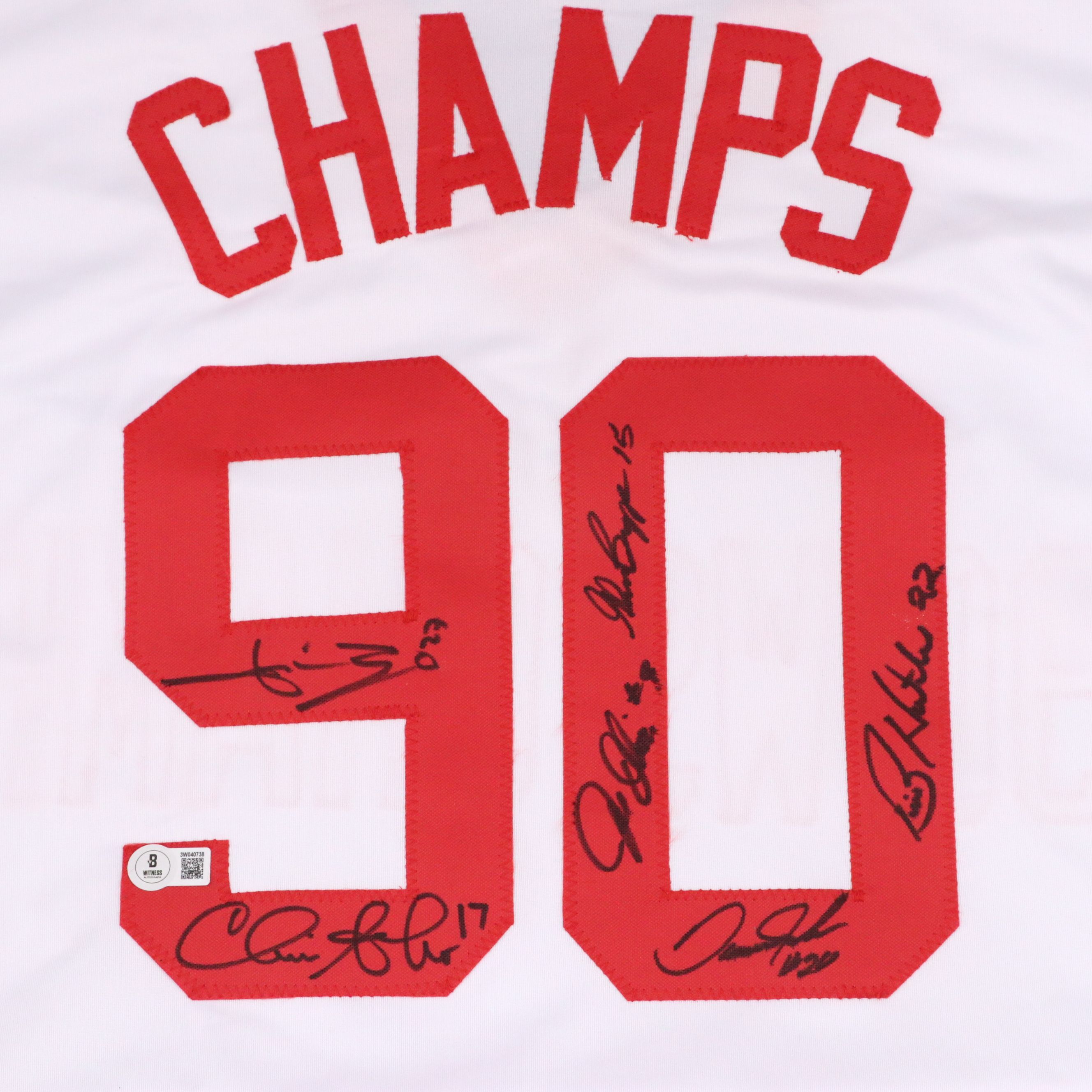 Chris Sabo, Jose Rijo, & More Signed "90 Champs" Cincinnati Reds Jersey, Beckett