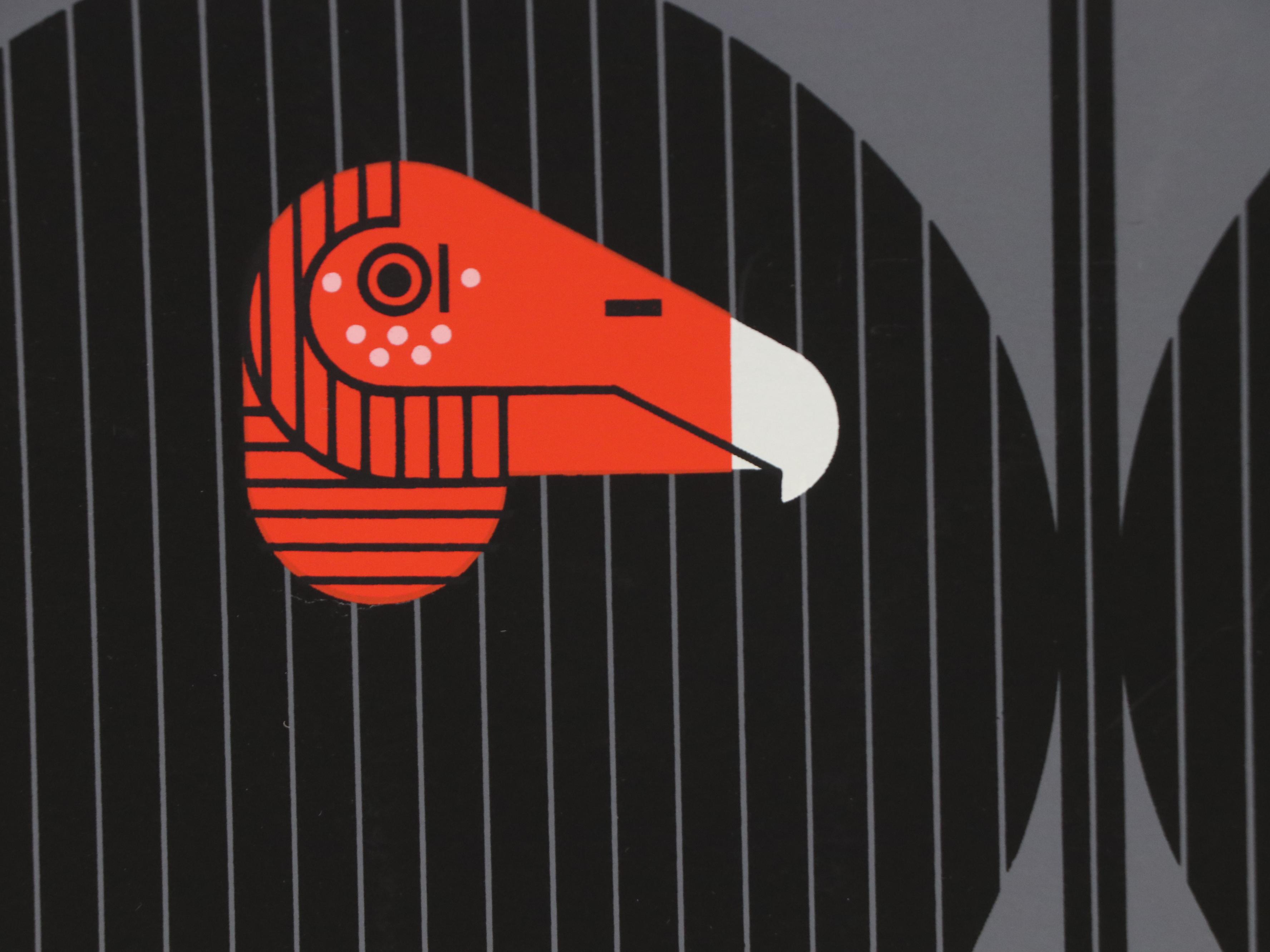 Charley Harper Serigraph "Buzz Off, You Turkey!," 1979