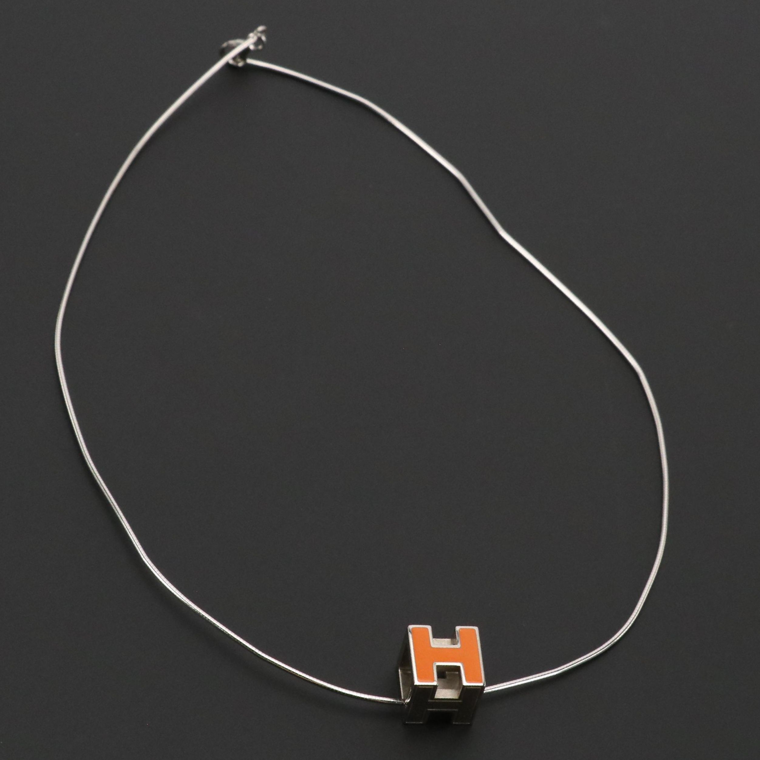 Hermès Cage d'H Pendant Necklace with Box