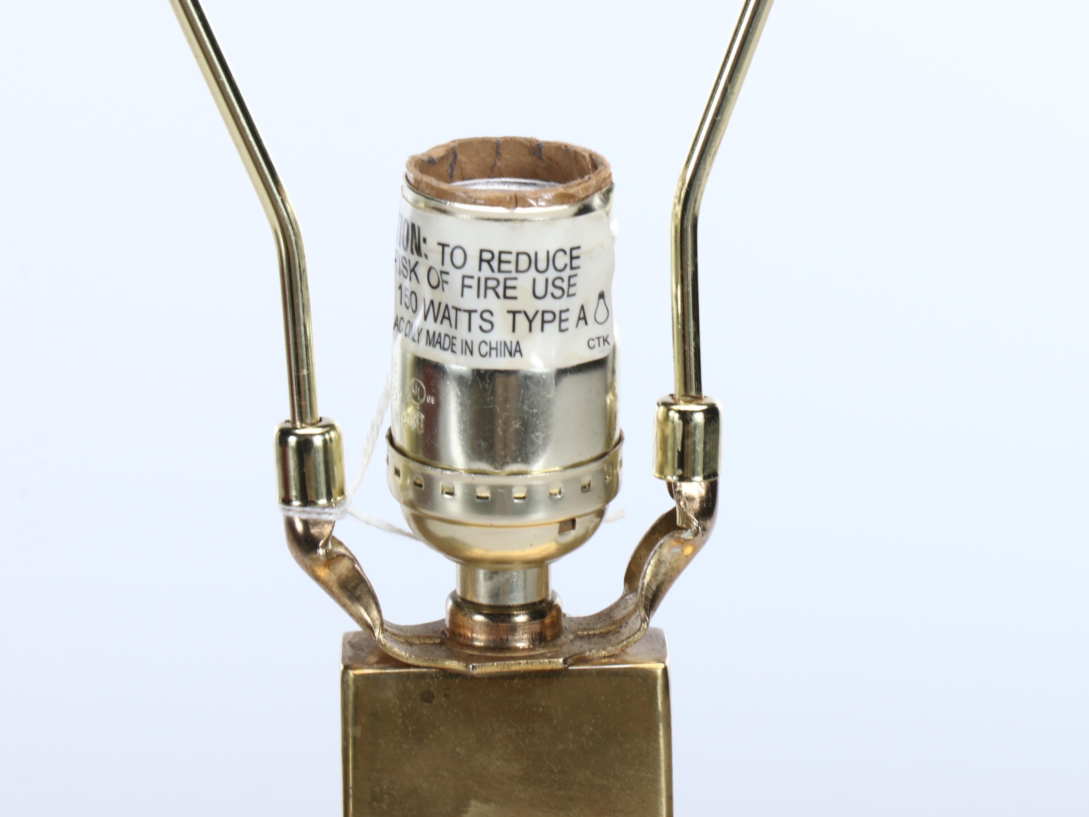 Robert Abbey Style Brass Tic-Tac-Toe Table Lamp & Victorian Style Beaded Shade