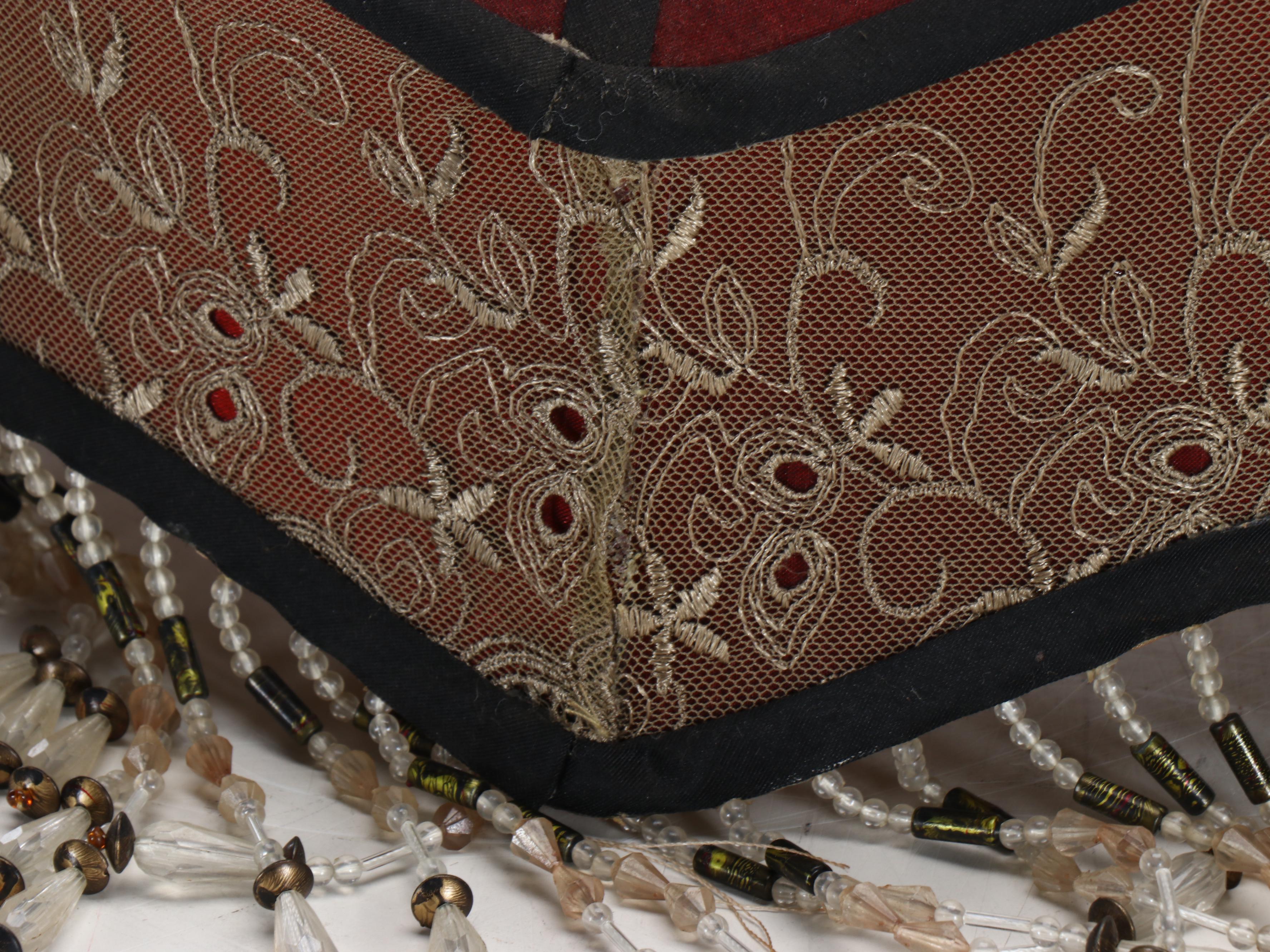 Robert Abbey Style Brass Tic-Tac-Toe Table Lamp & Victorian Style Beaded Shade