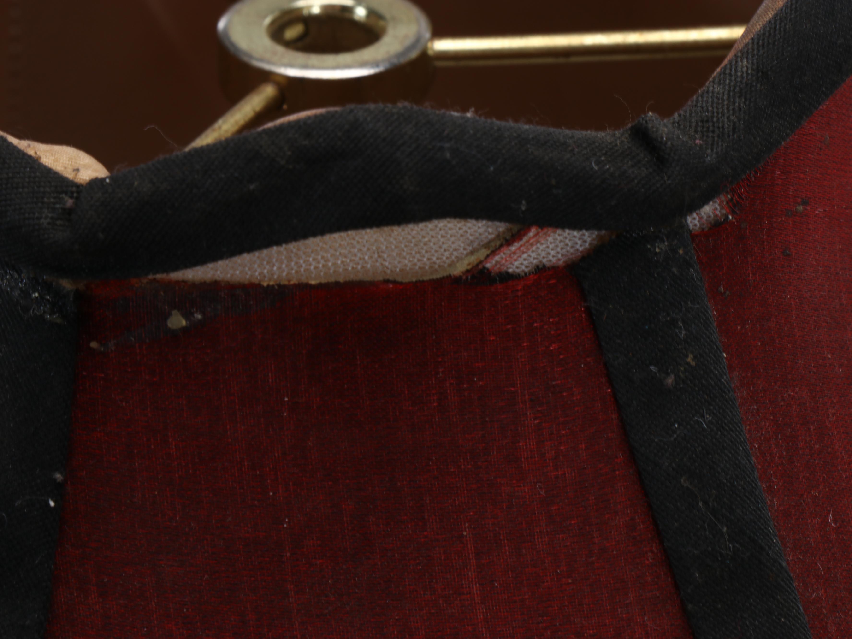 Robert Abbey Style Brass Tic-Tac-Toe Table Lamp & Victorian Style Beaded Shade