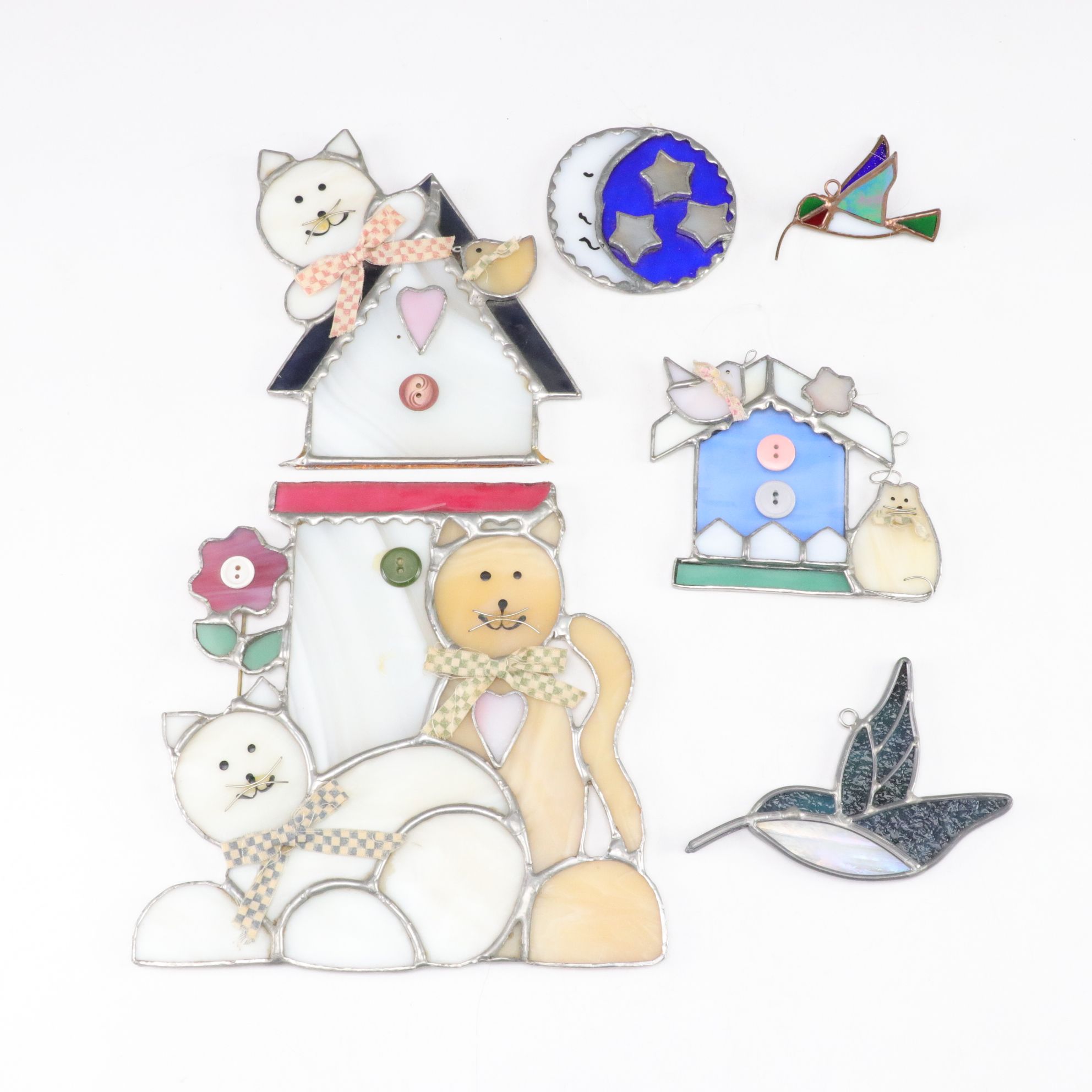 Six Stained Glass Sun Catchers with Cats and More