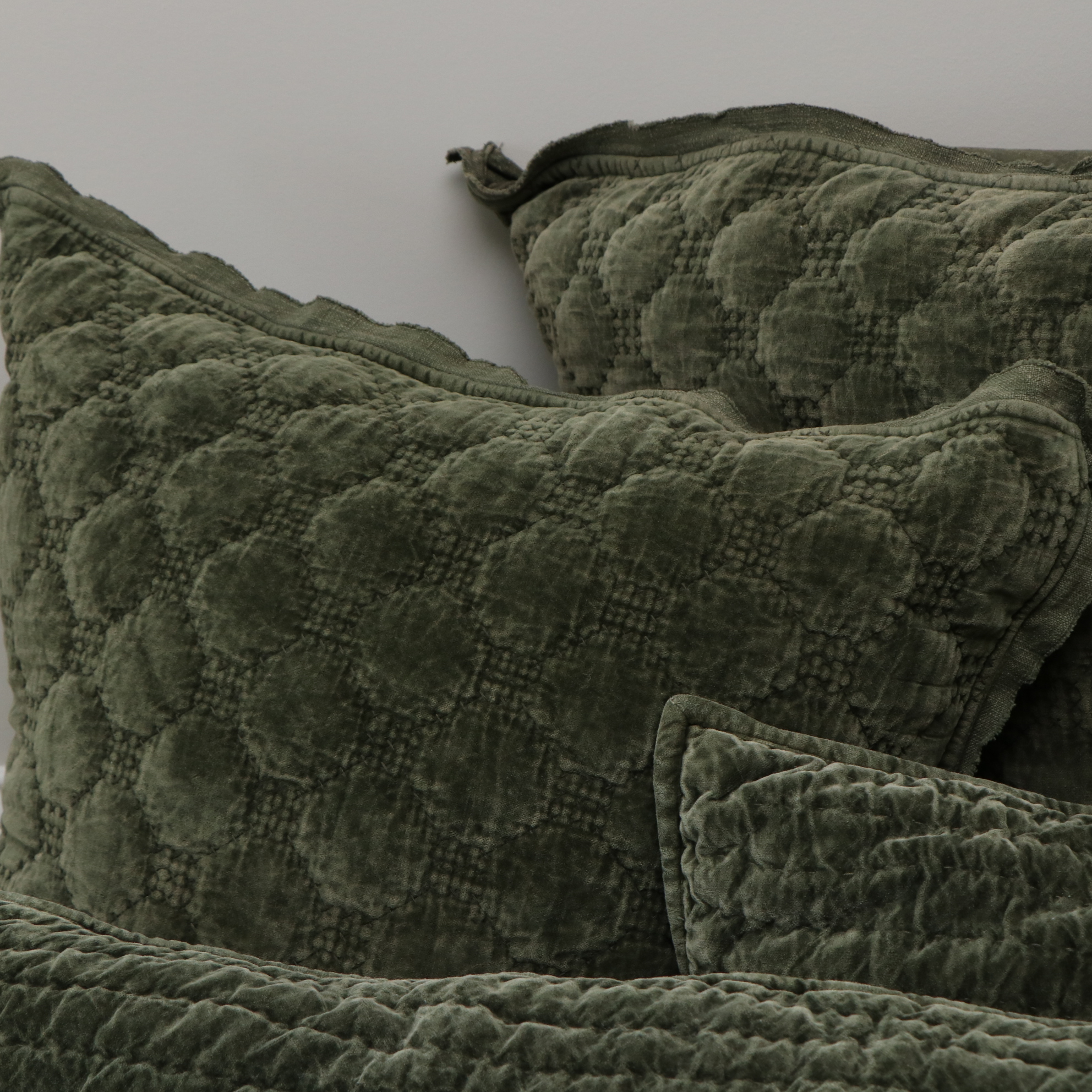 Pottery Barn Washed Velveteen Quilted King and Euro Shams