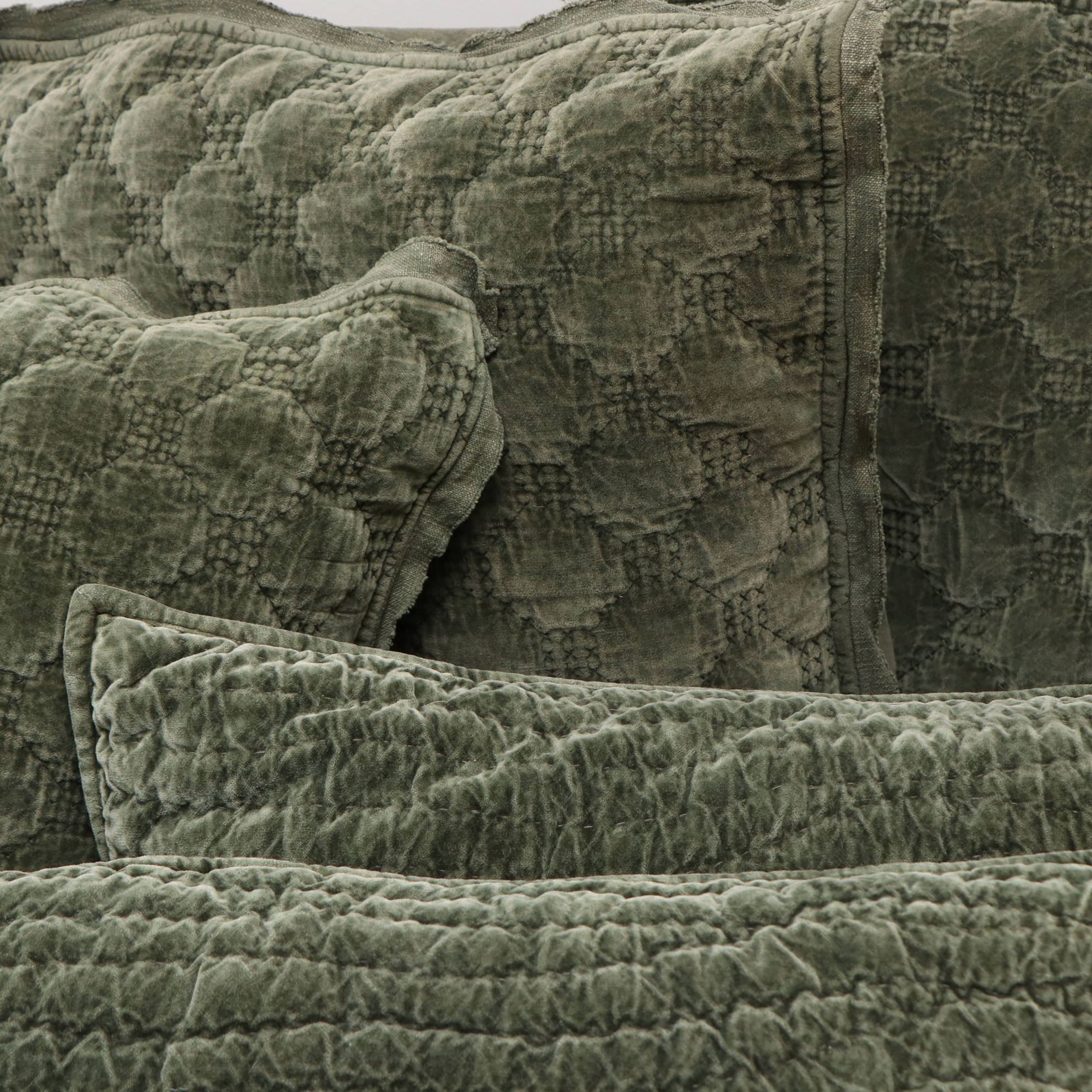 Pottery Barn Washed Velveteen Quilted King and Euro Shams