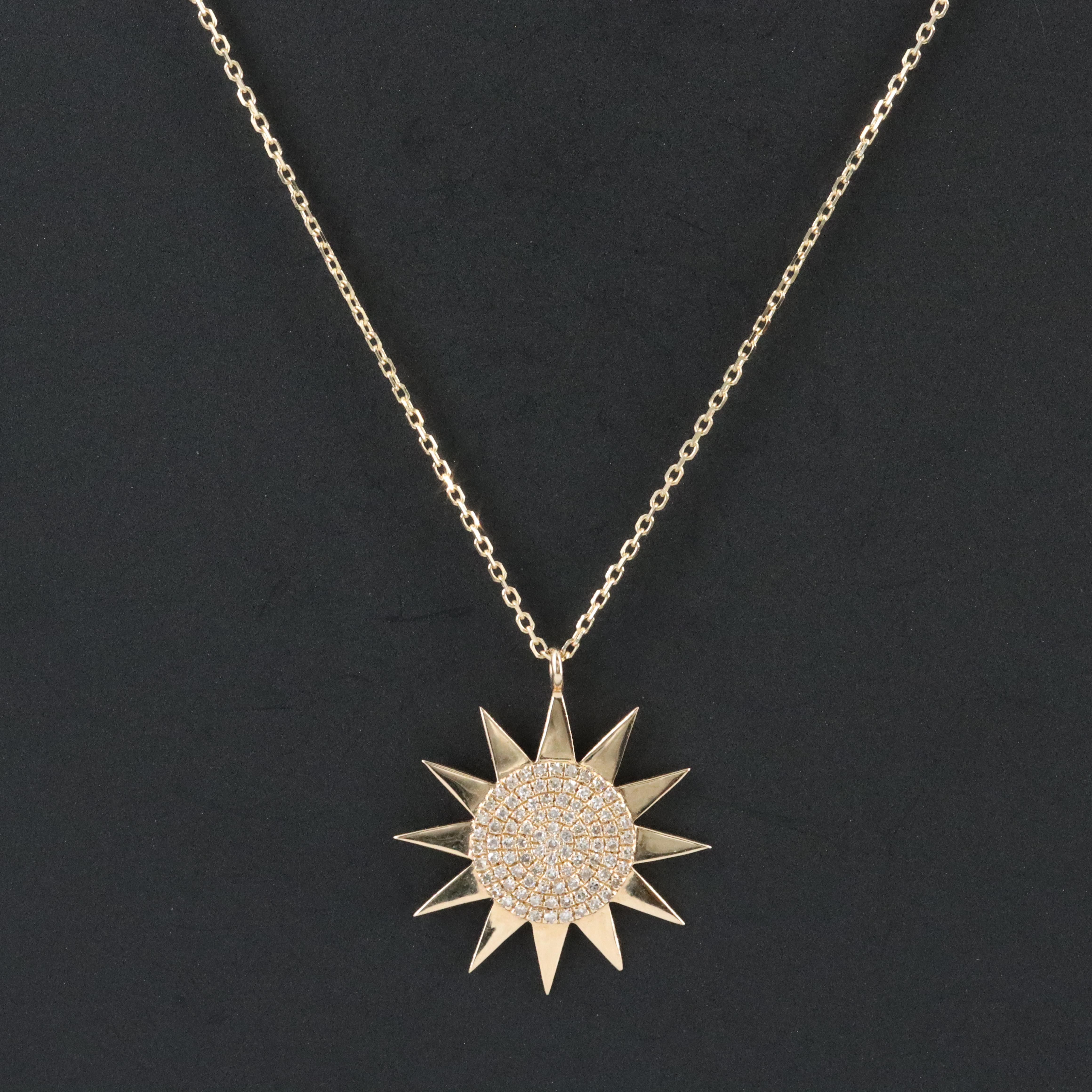 14K 0.14 CTW Diamond Sun Pendant Necklace