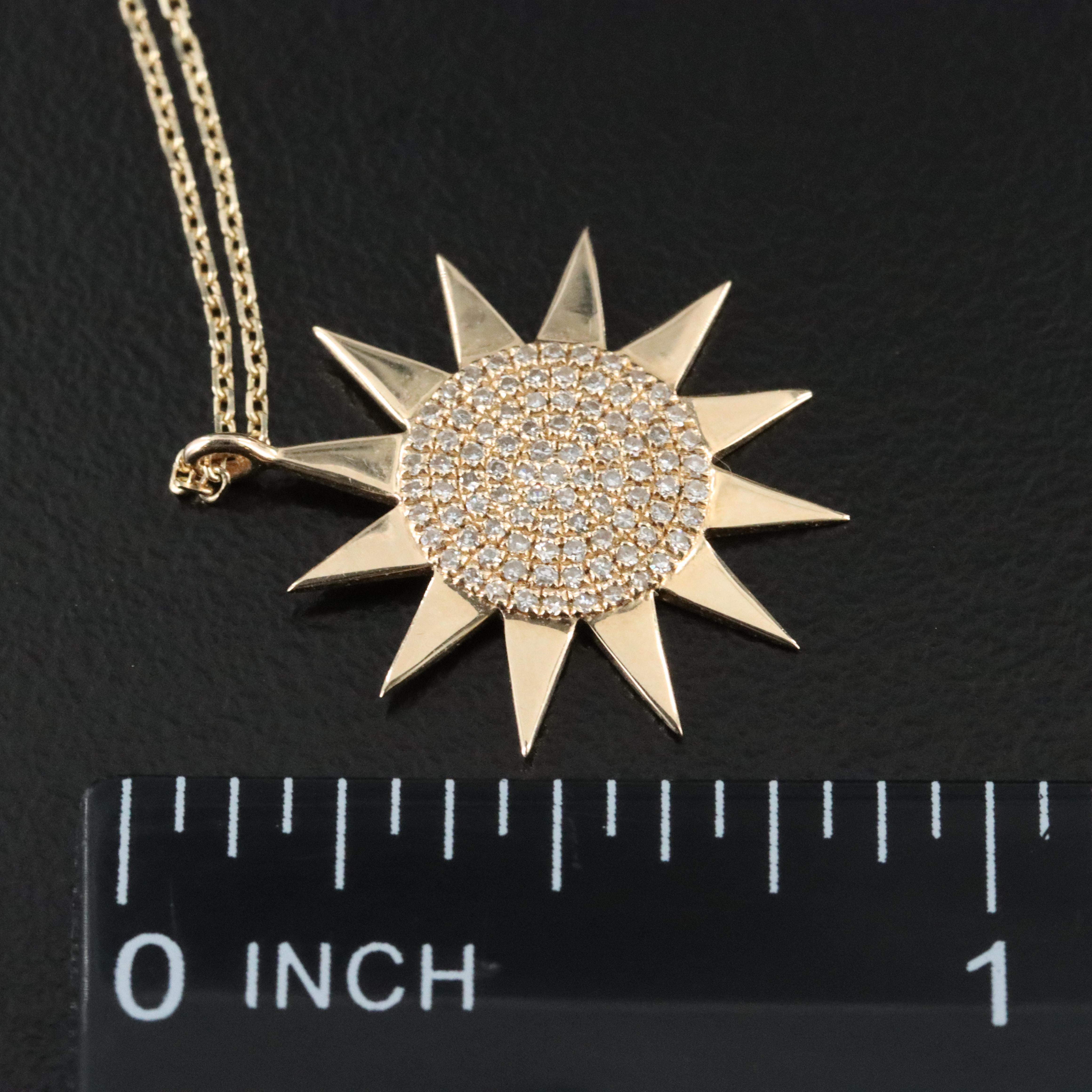 14K 0.14 CTW Diamond Sun Pendant Necklace