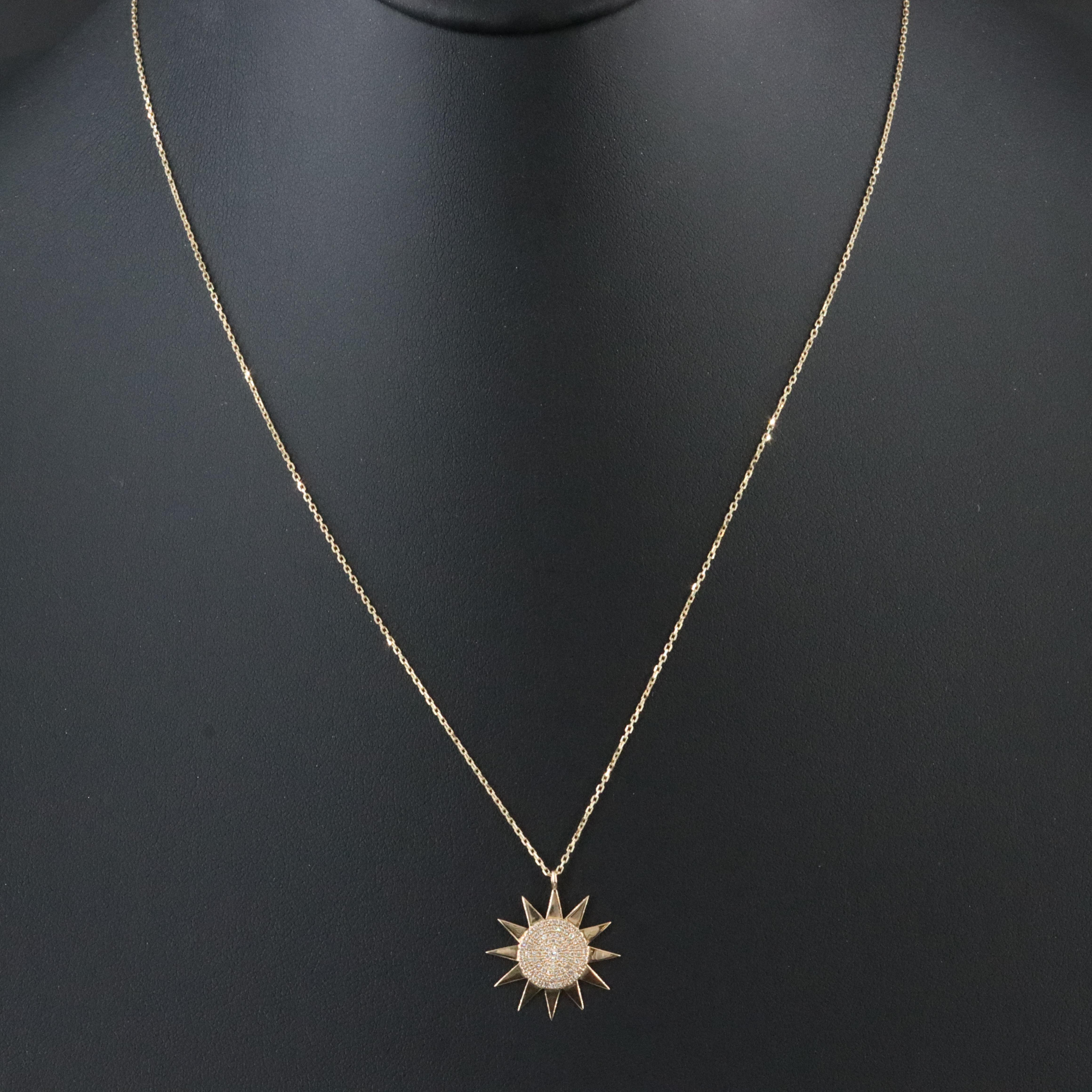 14K 0.14 CTW Diamond Sun Pendant Necklace