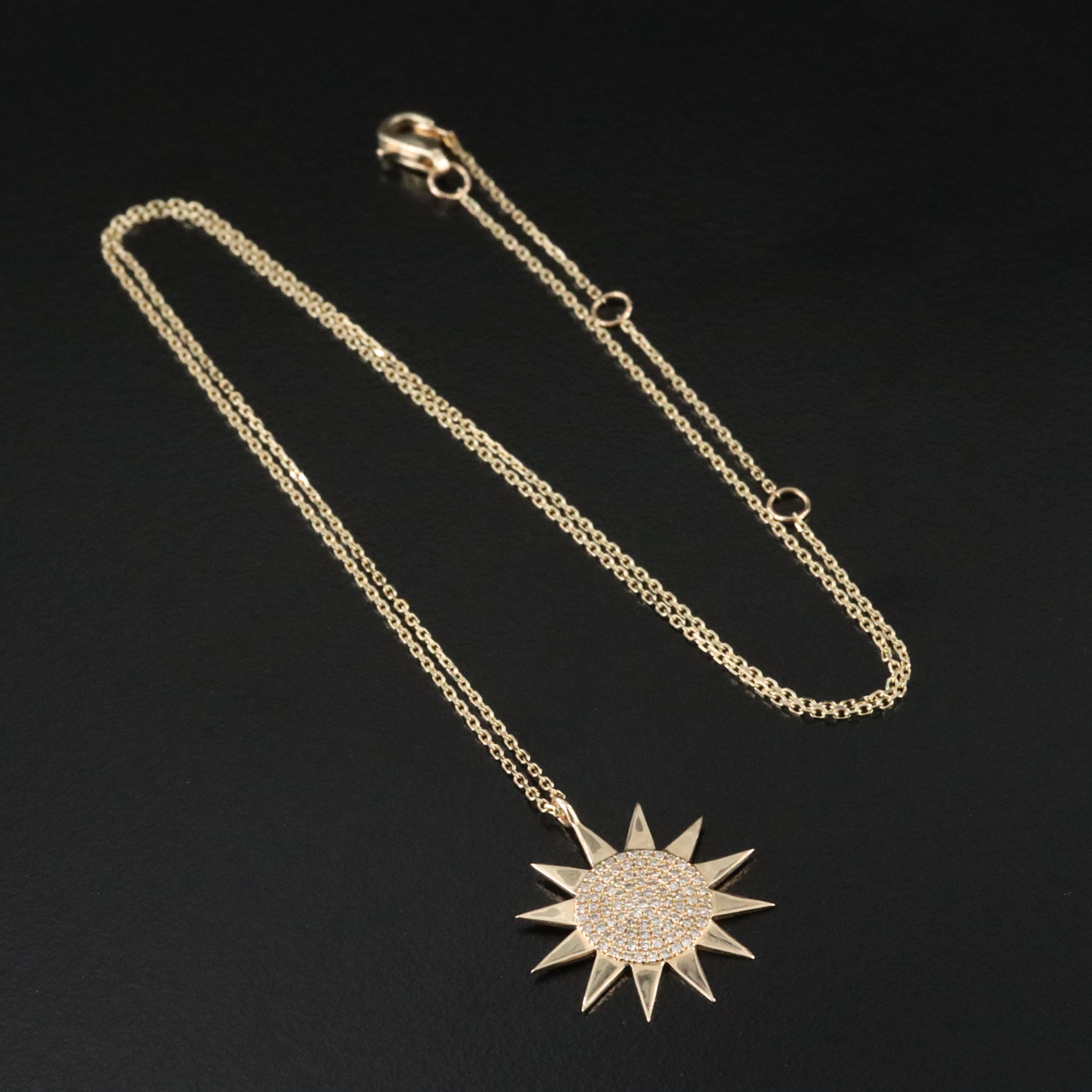 14K 0.14 CTW Diamond Sun Pendant Necklace