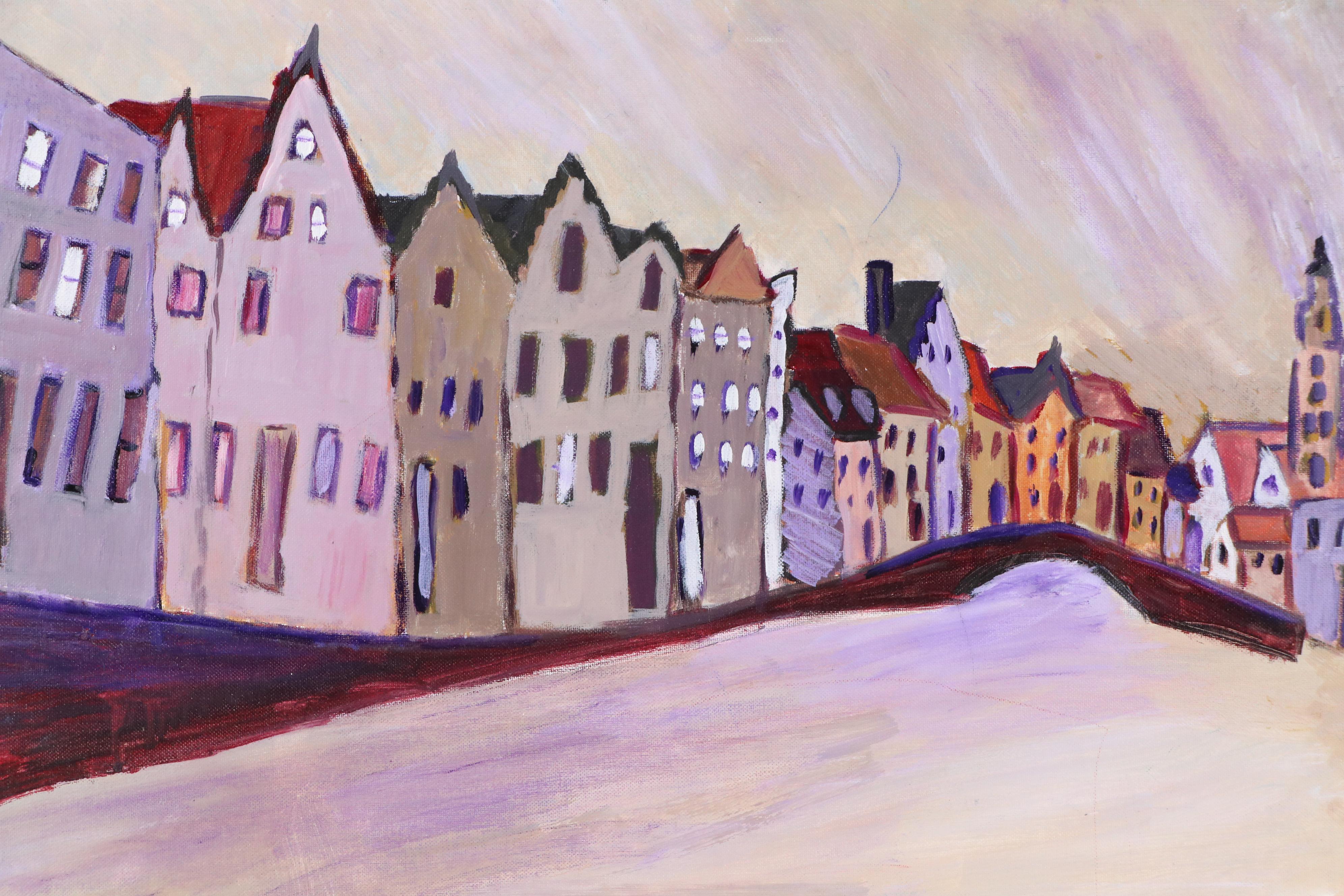 Janice Guttman Acrylic Painting "View from a Canal..." 1990
