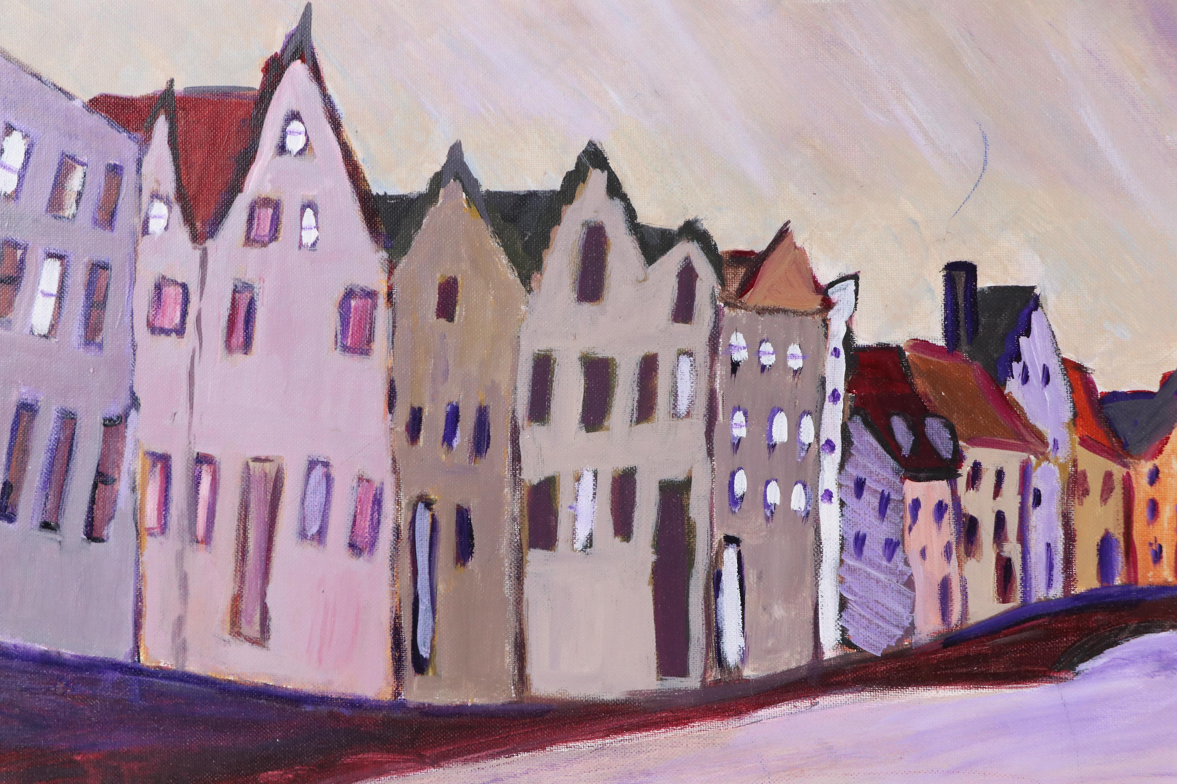 Janice Guttman Acrylic Painting "View from a Canal..." 1990