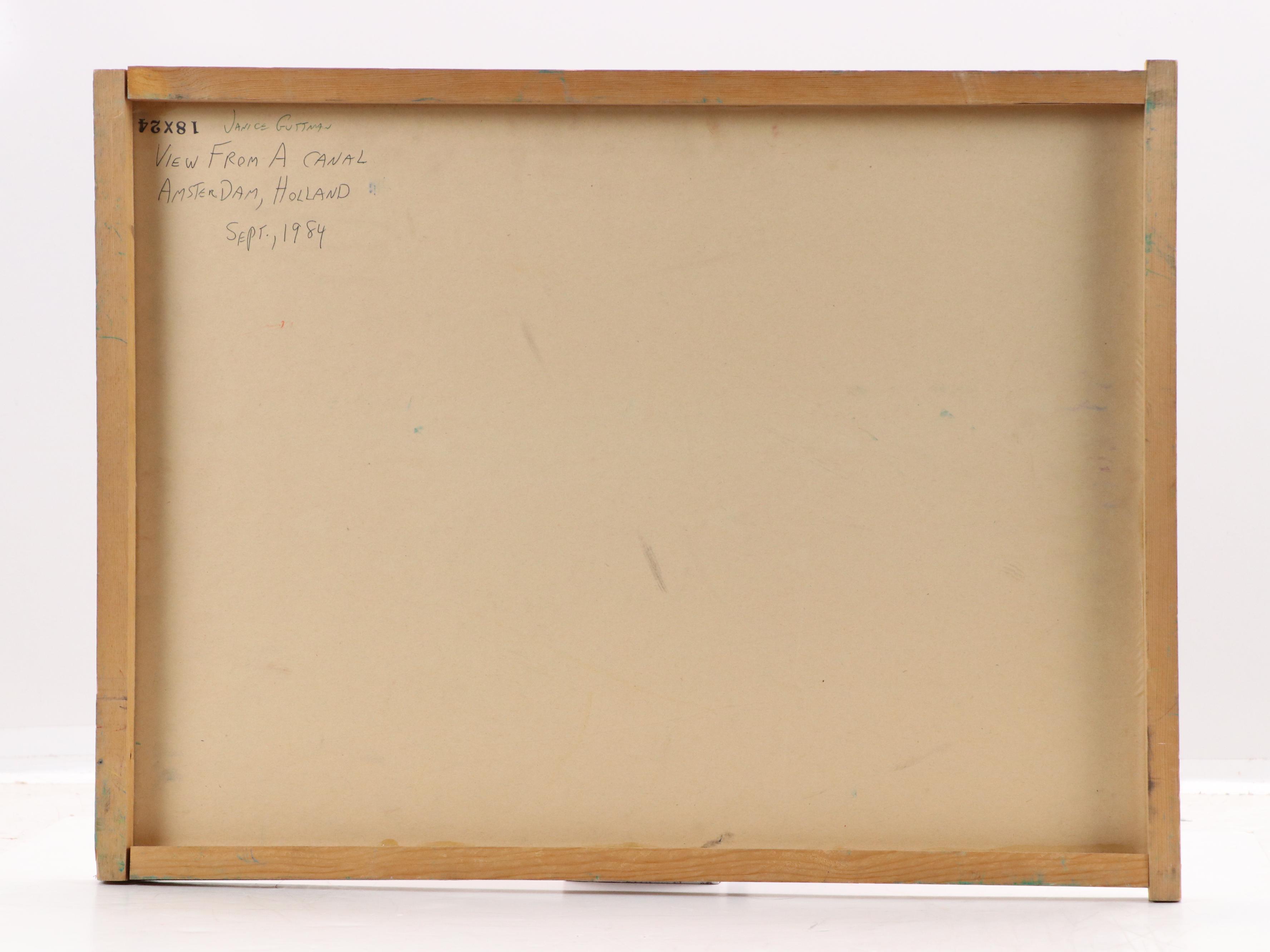 Janice Guttman Acrylic Painting "View from a Canal..." 1990