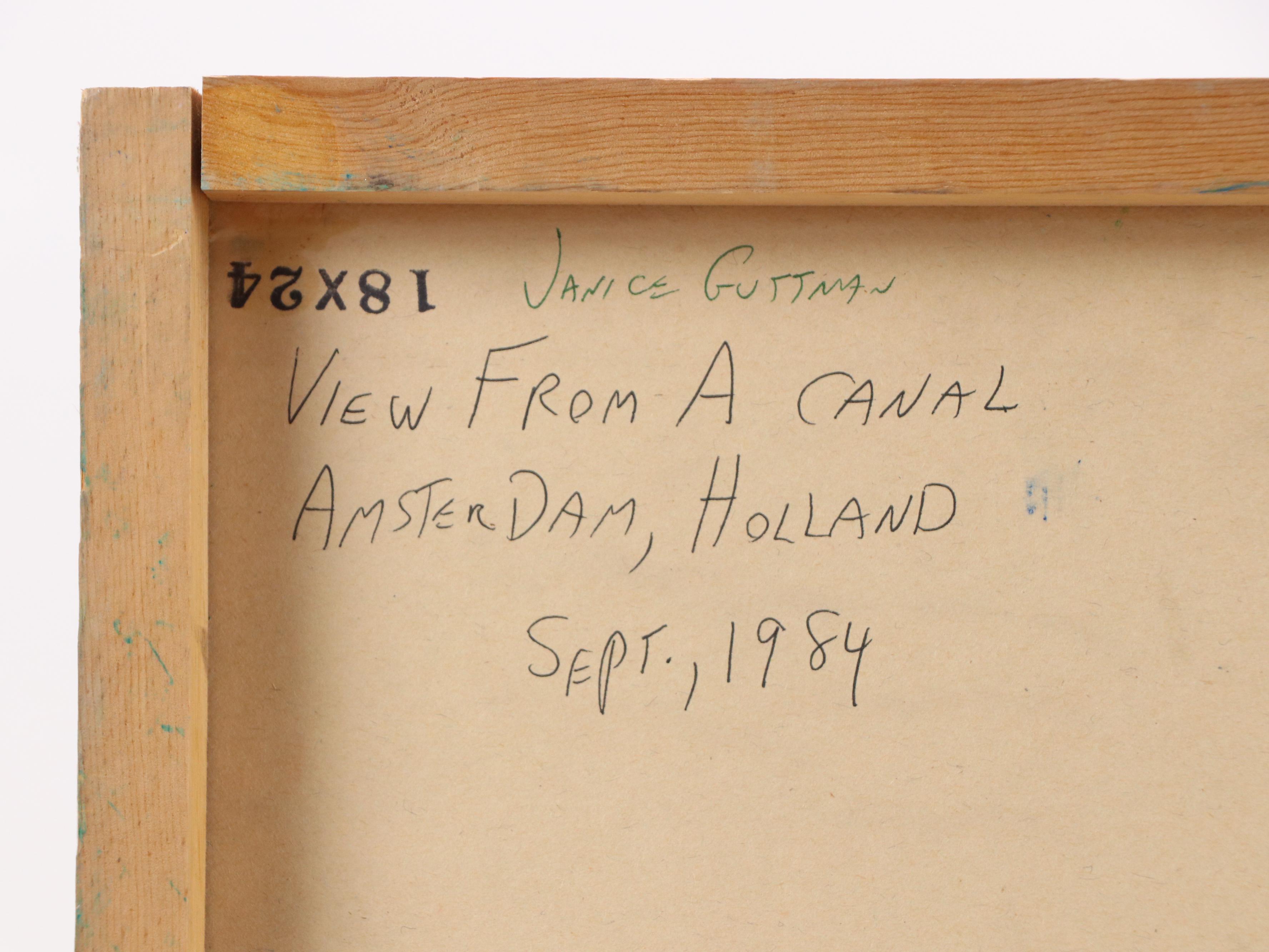 Janice Guttman Acrylic Painting "View from a Canal..." 1990