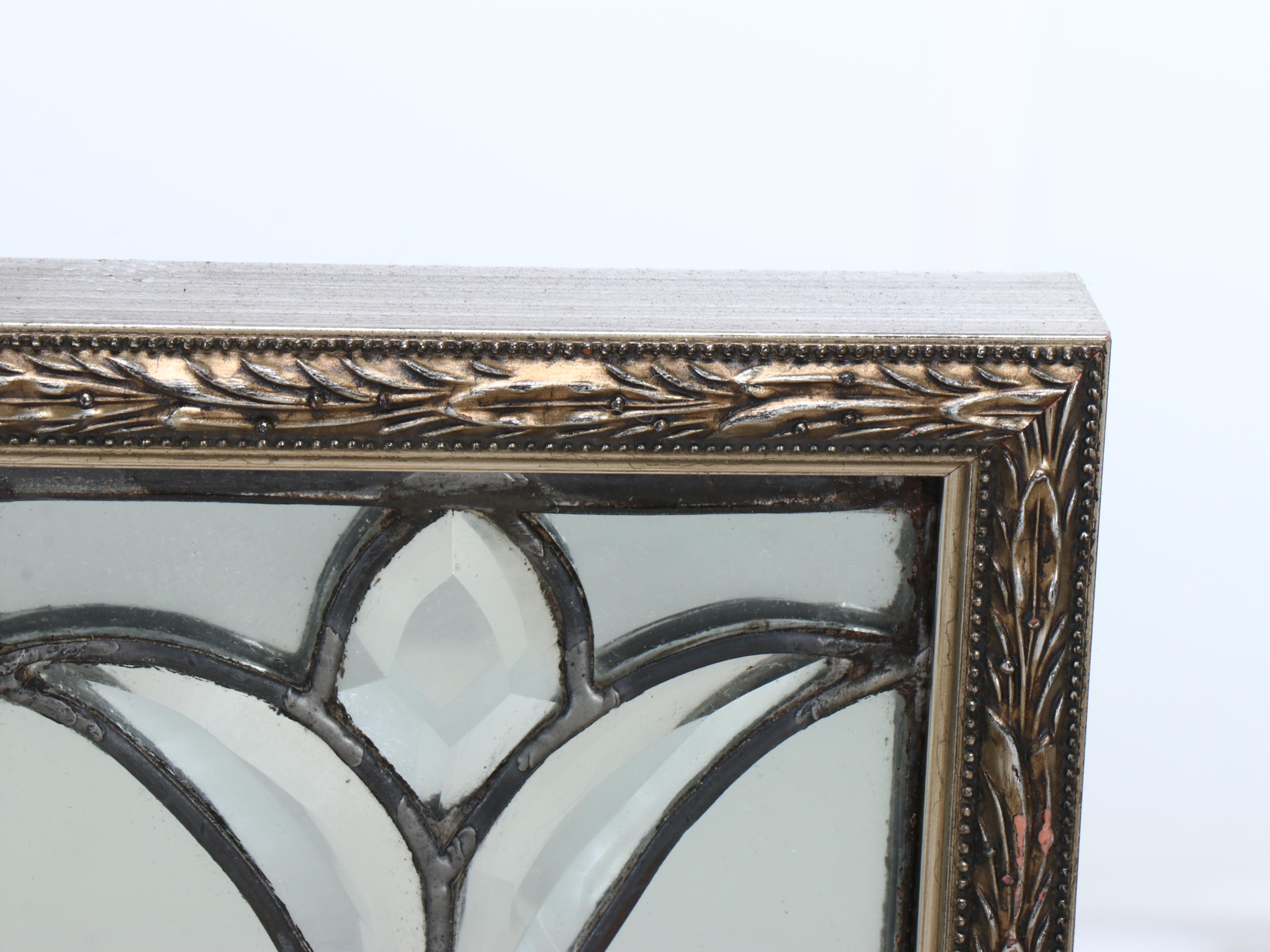 Leaded Glass Wall Overmantel Mirror