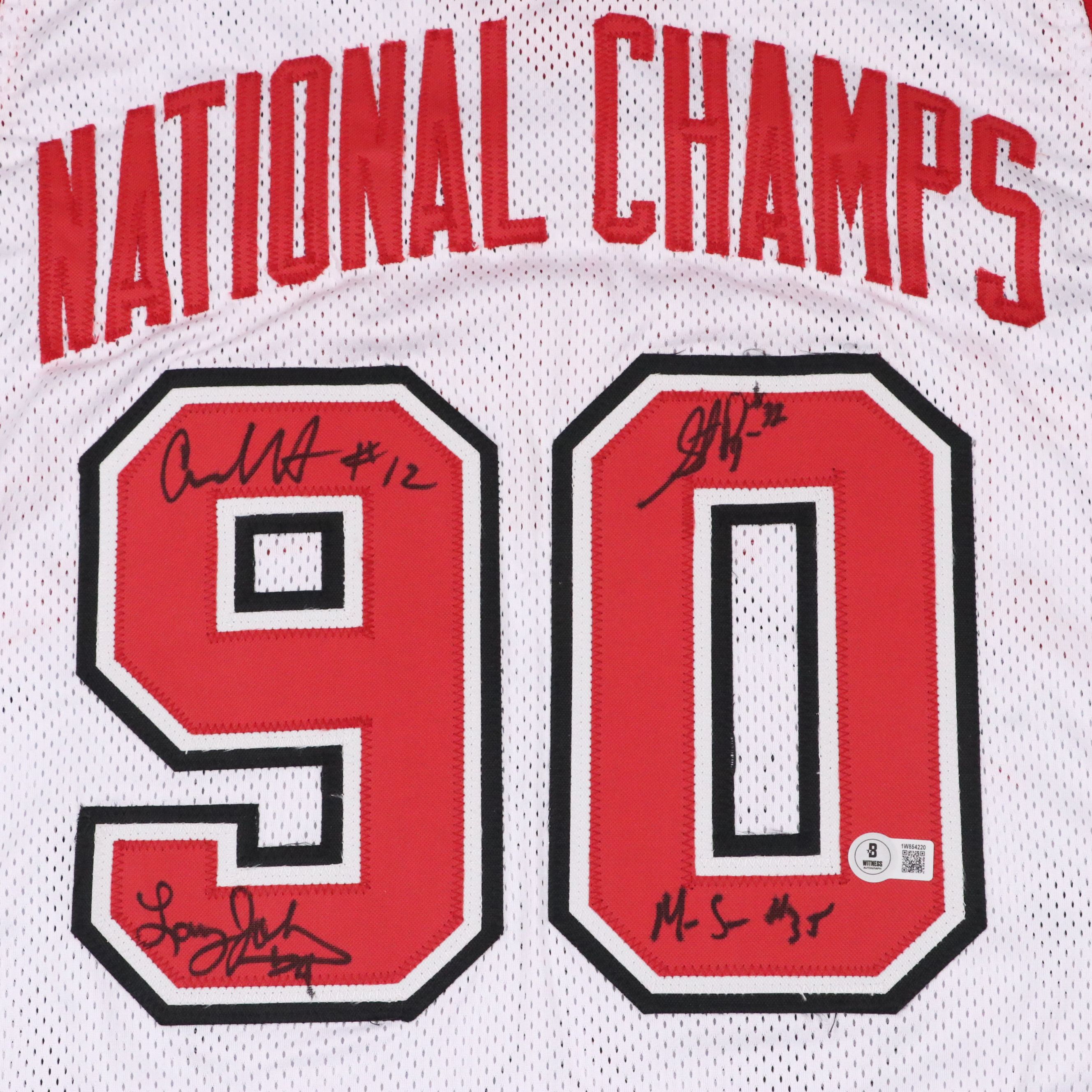 Larry Johnson, Stacy Augmon, Anderson Hunt, and Moses Scurry Signed UNLV Jersey