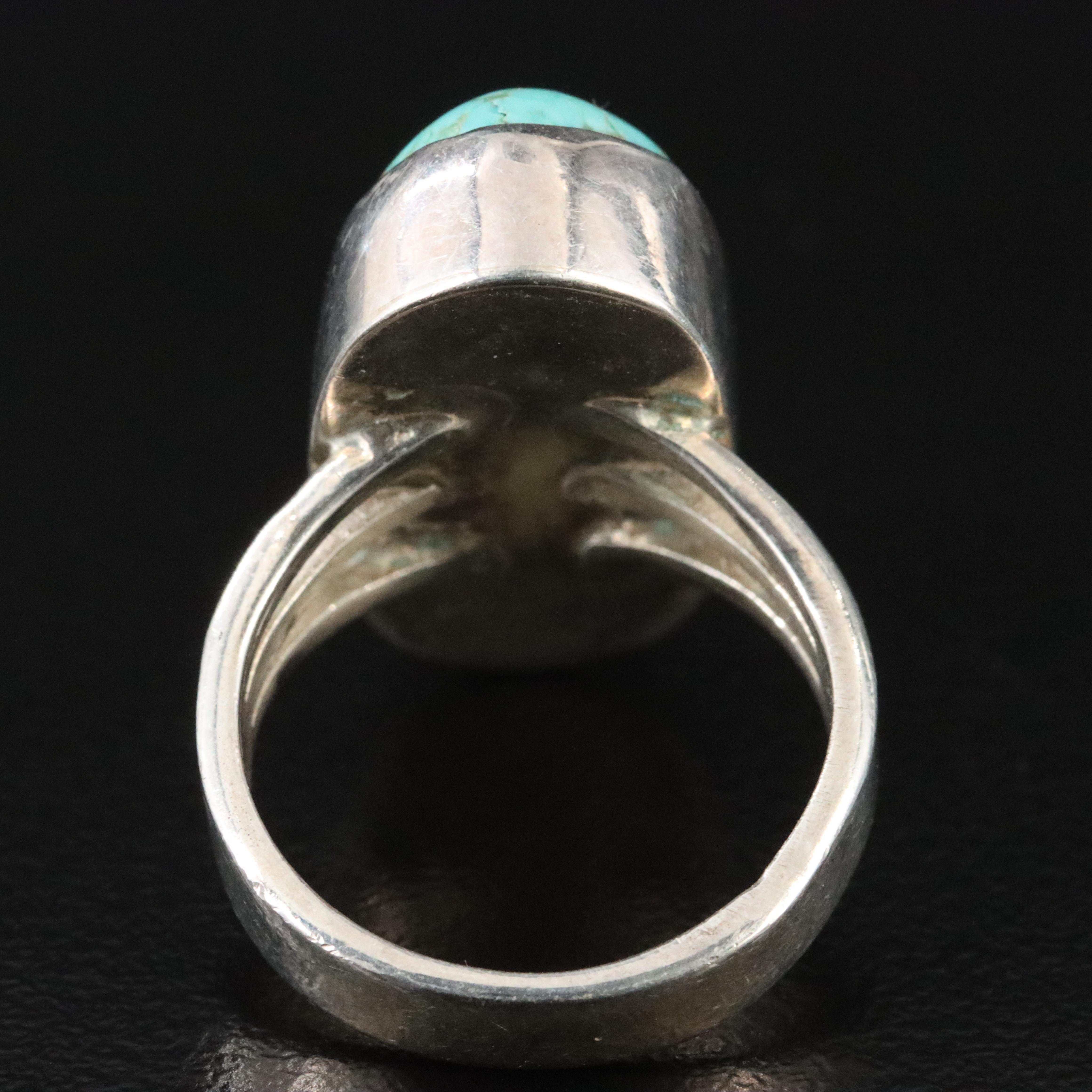 Southwestern Signed Sterling Turquoise Ring