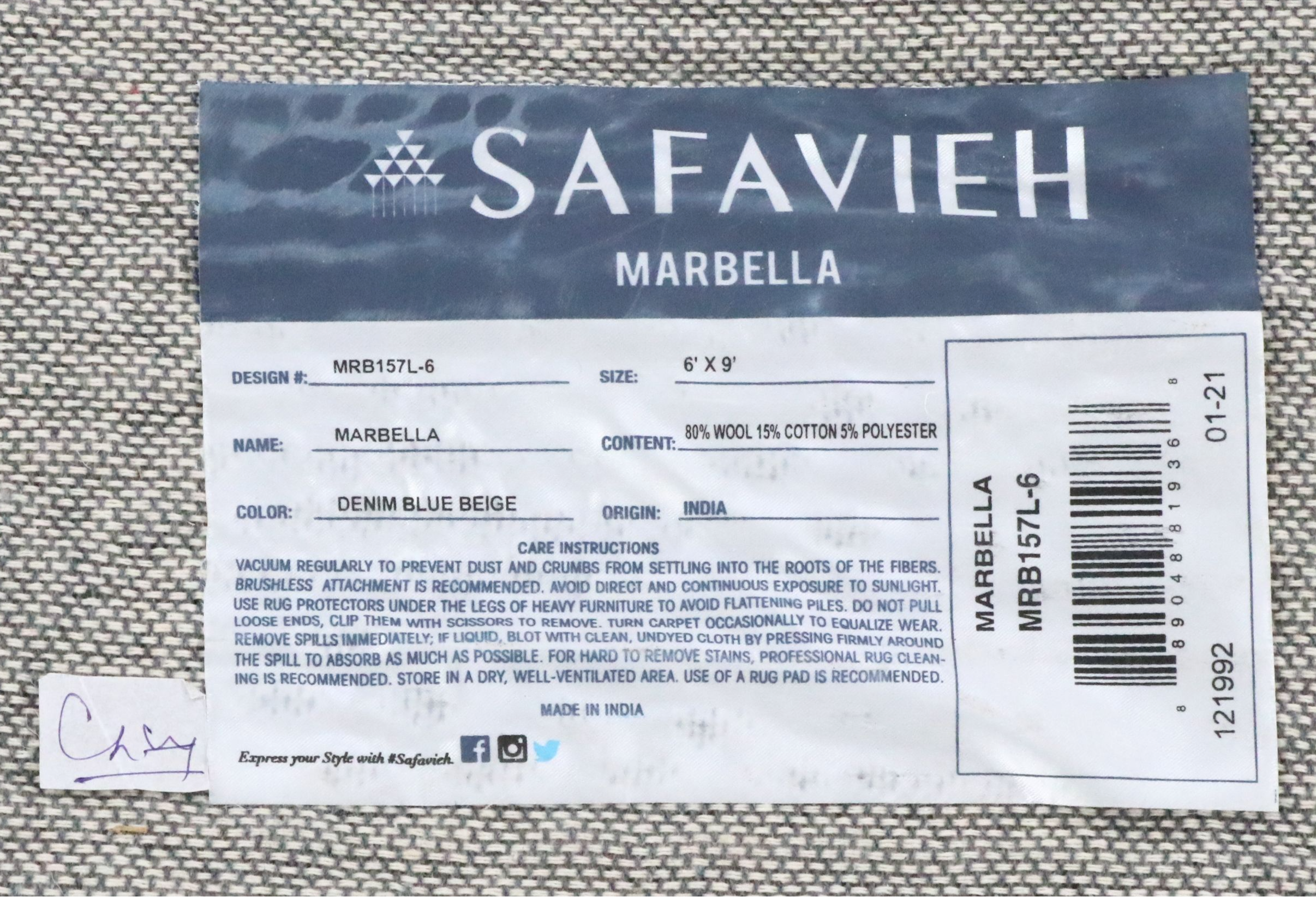 6'1 x 9' Hand-Tufted Safavieh "Marbella" Area Rug
