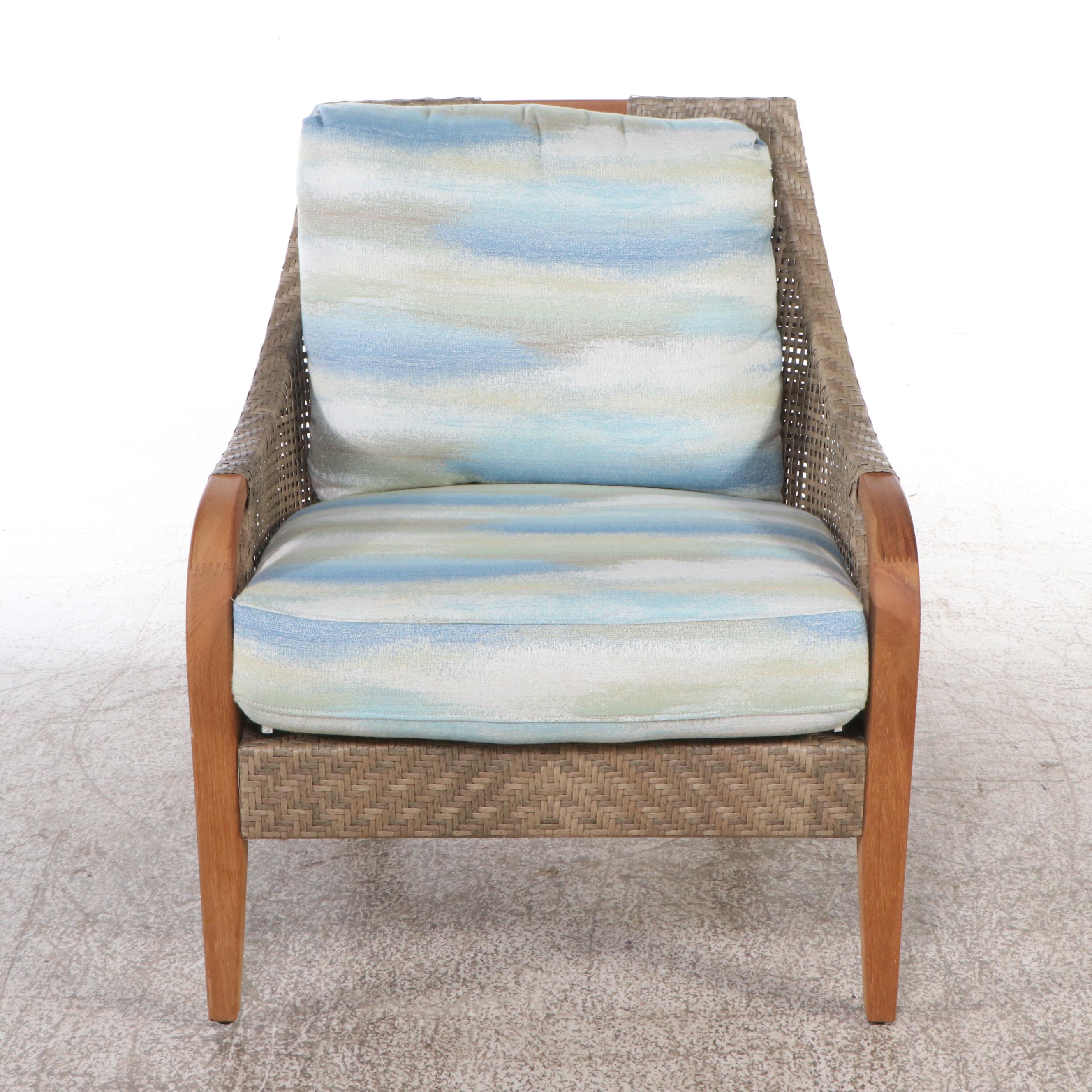 Lane Venture Wood and Resin Wicker Patio Chair and Ottoman