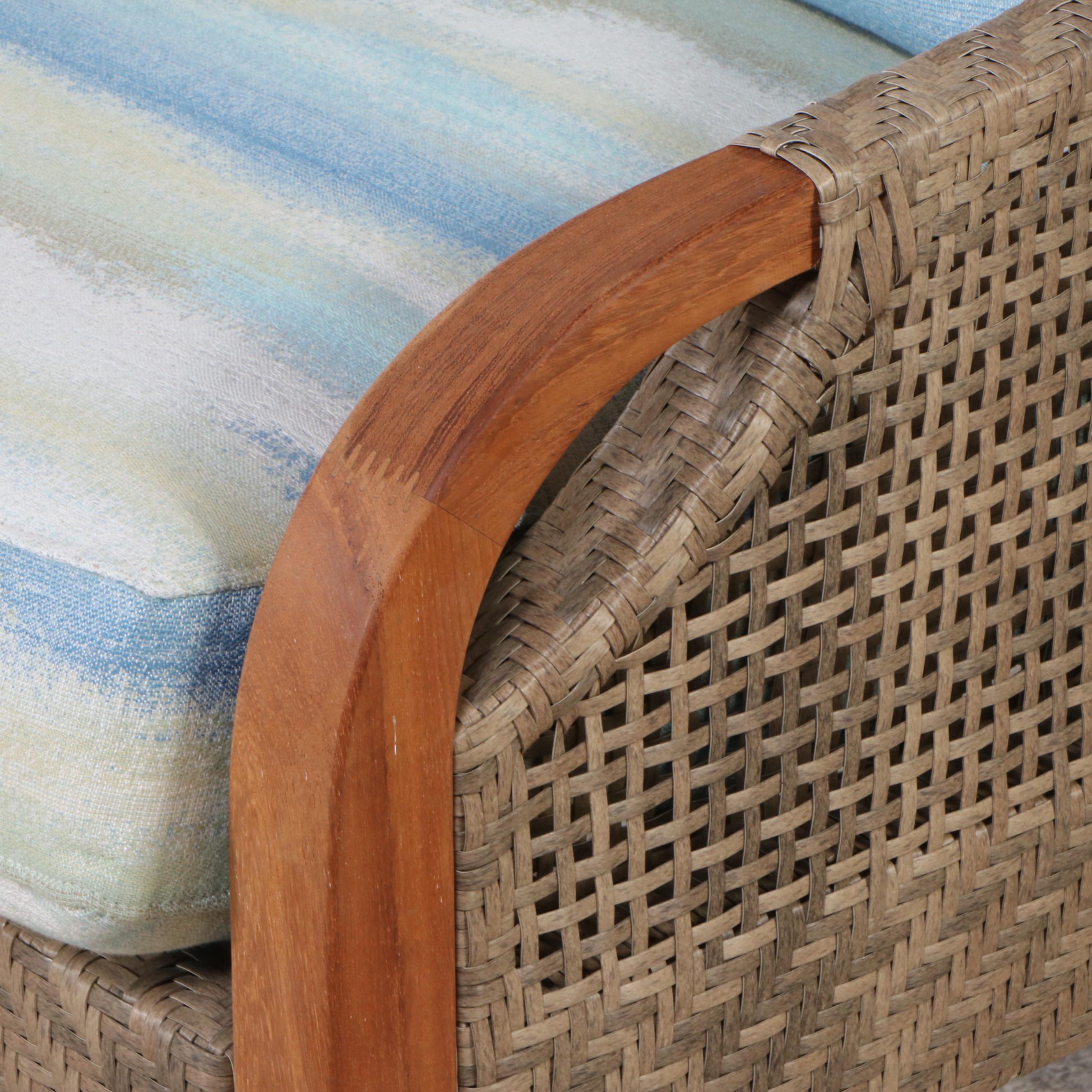 Lane Venture Wood and Resin Wicker Patio Chair and Ottoman