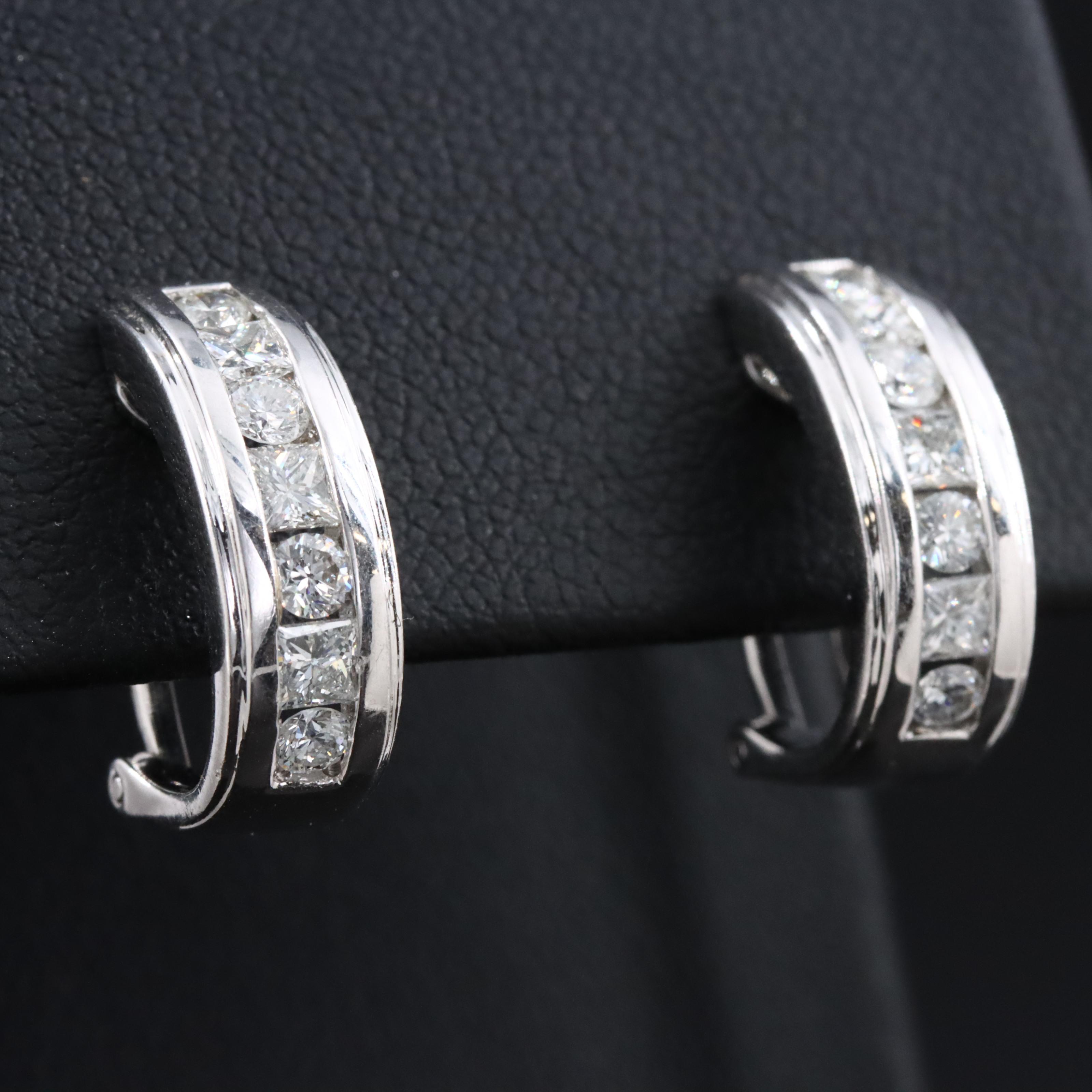 14K 0.92 CTW Diamond J Hoop Earrings