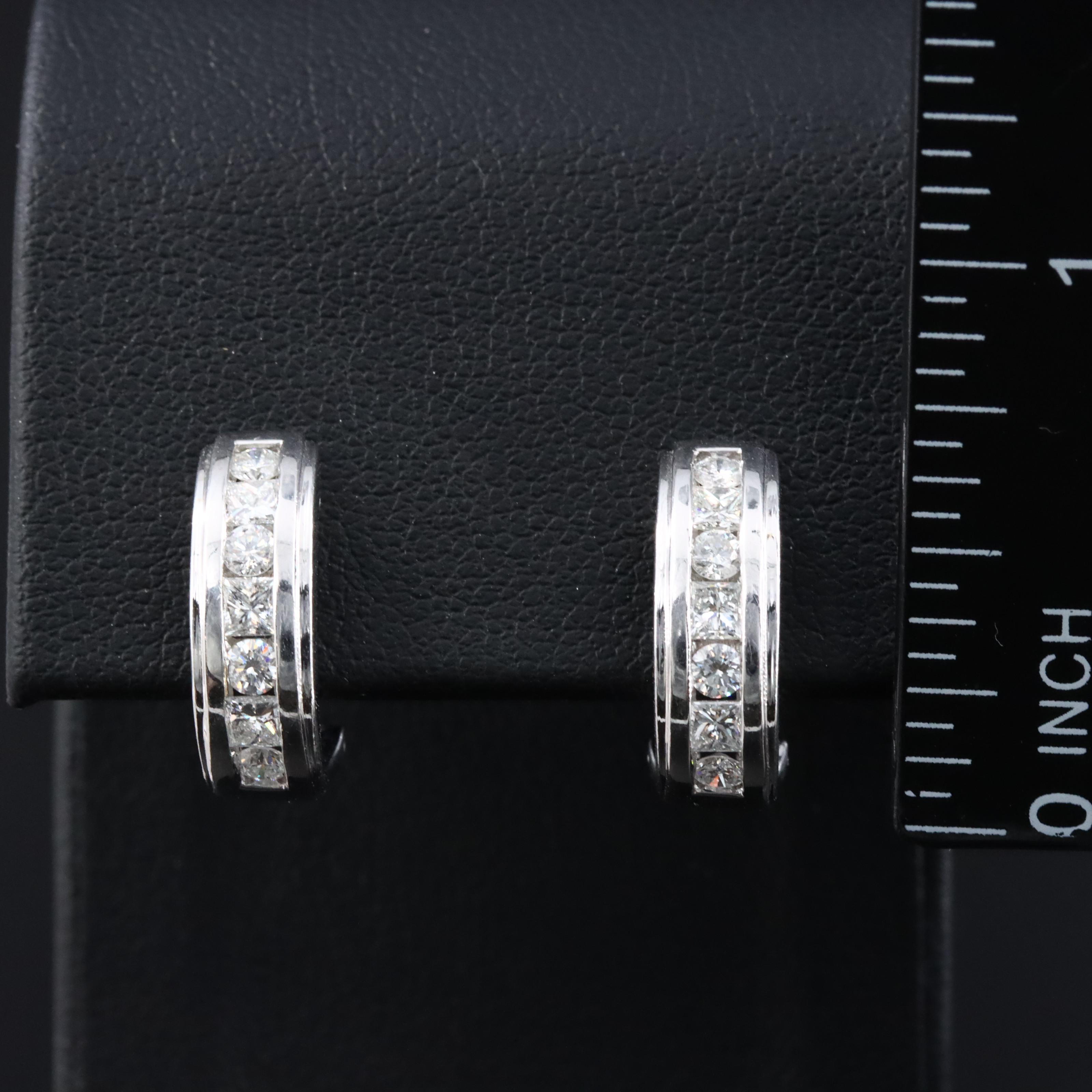 14K 0.92 CTW Diamond J Hoop Earrings