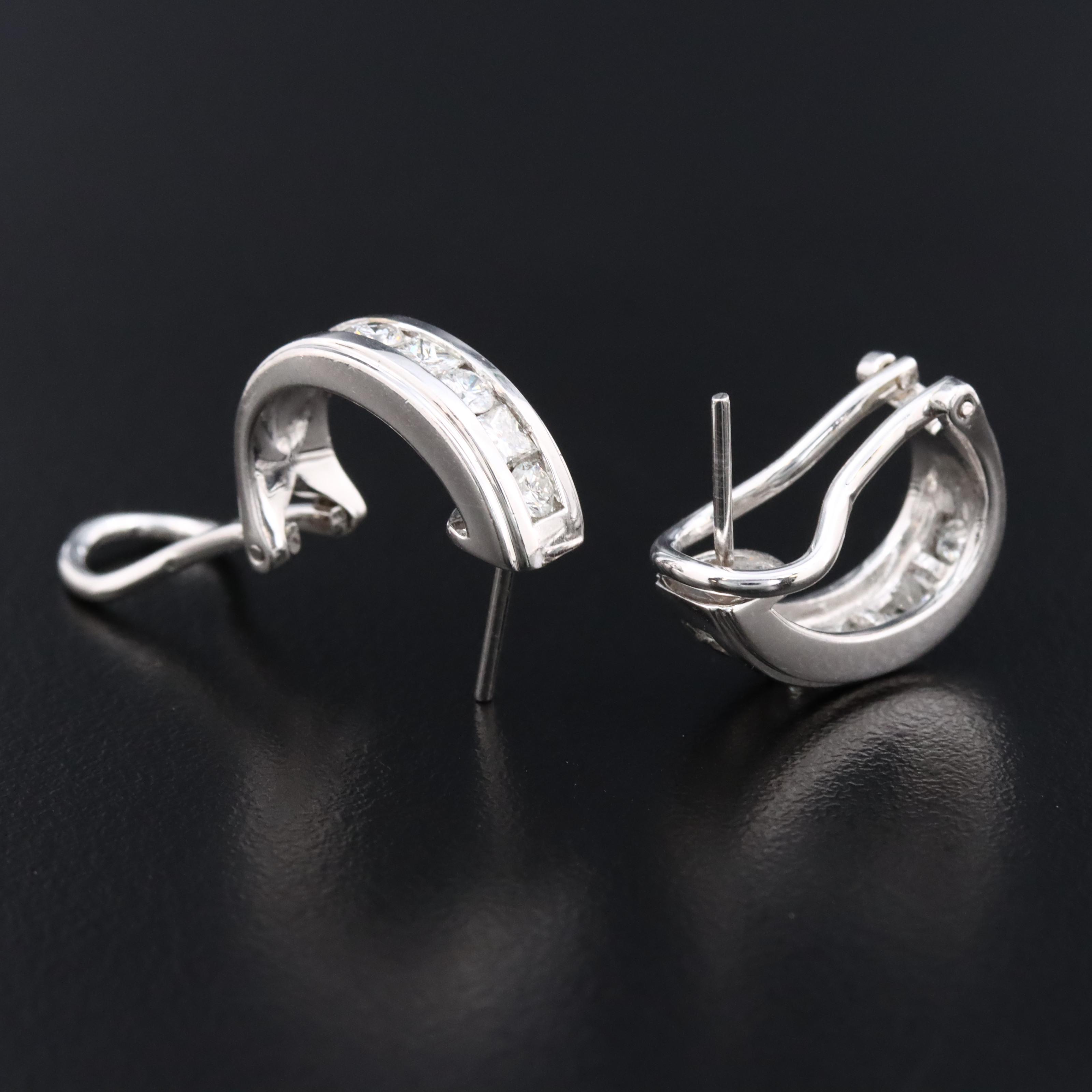 14K 0.92 CTW Diamond J Hoop Earrings