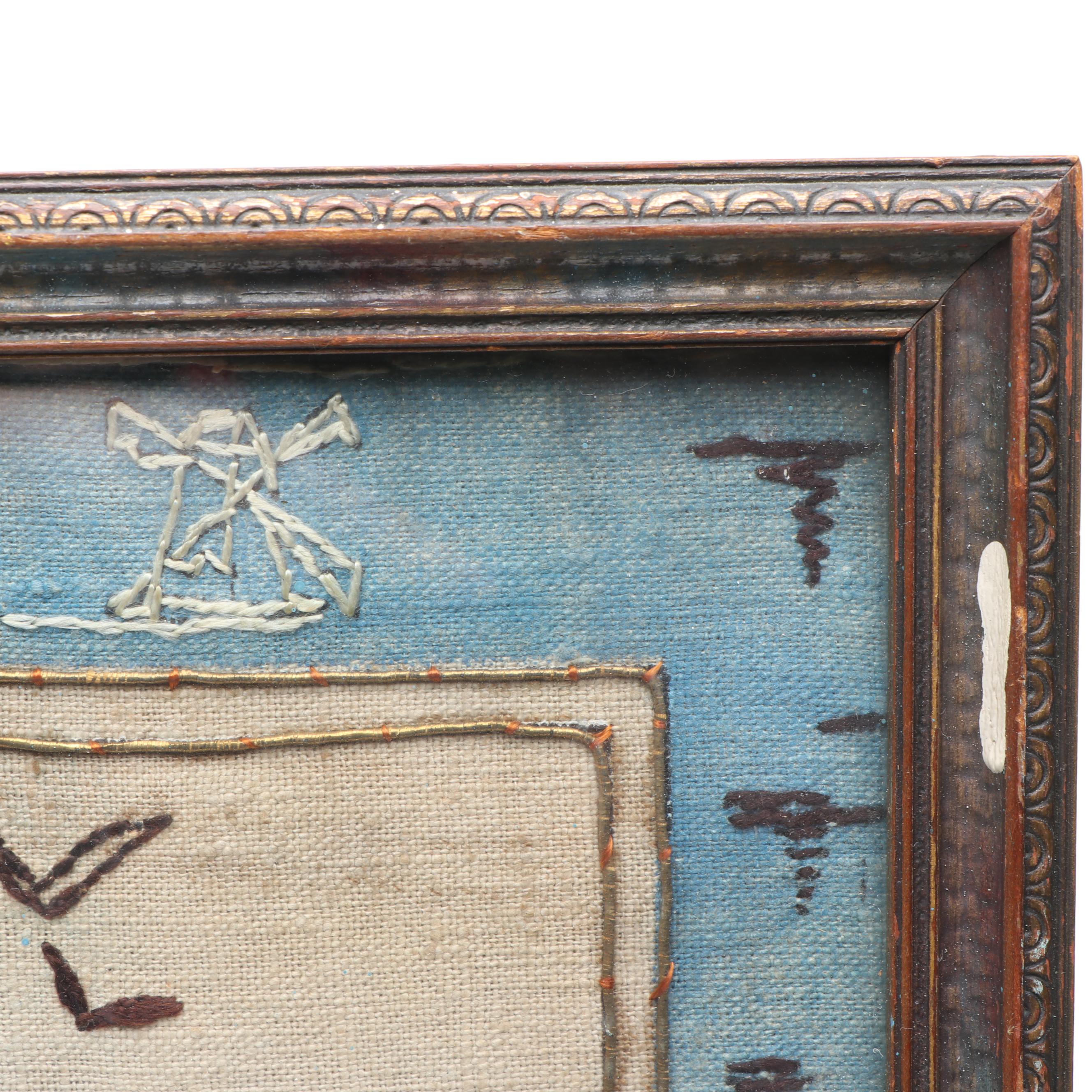 Handmade "Lots of Good Fish in the Sea" Satin Stitch Embroidery in Wood Frame