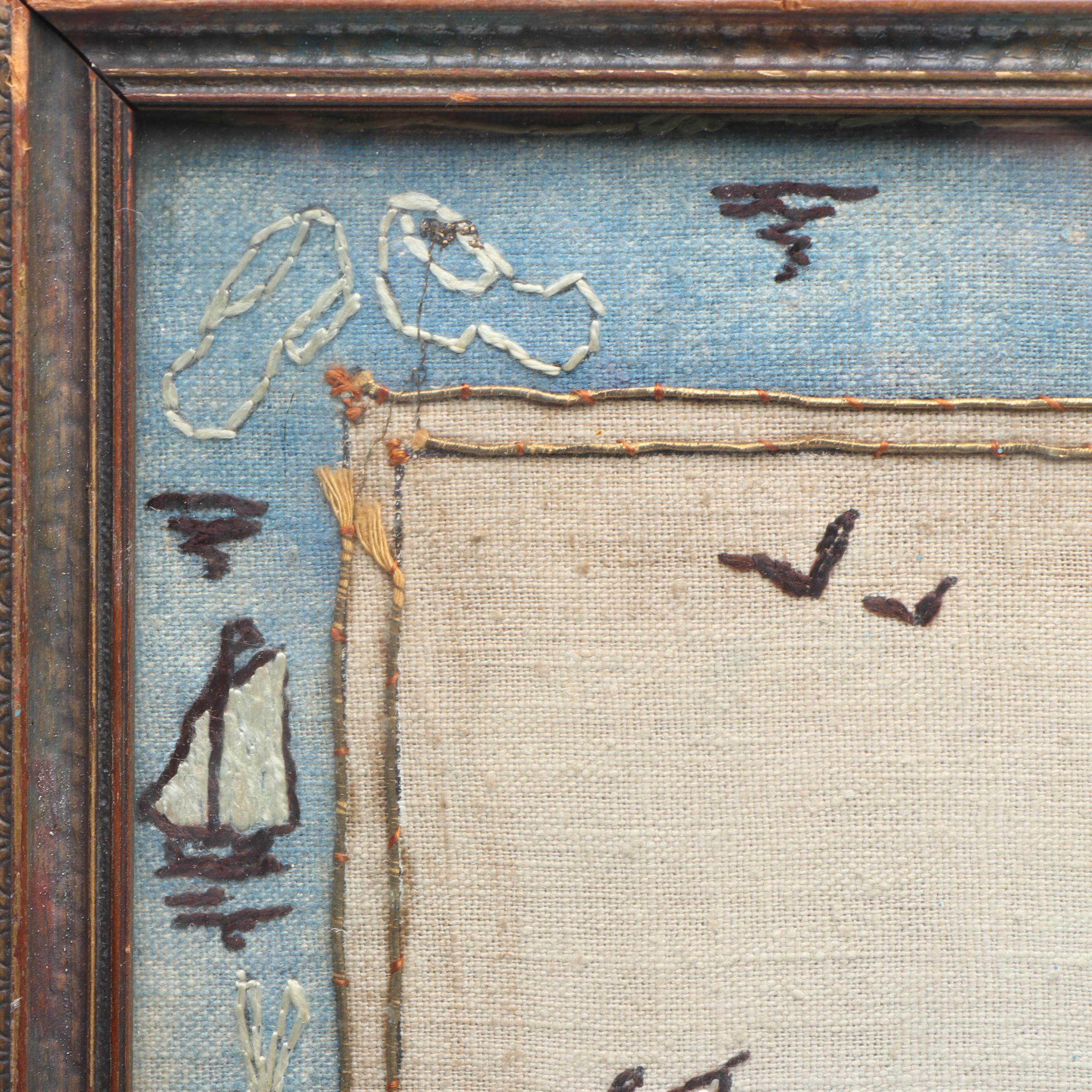 Handmade "Lots of Good Fish in the Sea" Satin Stitch Embroidery in Wood Frame