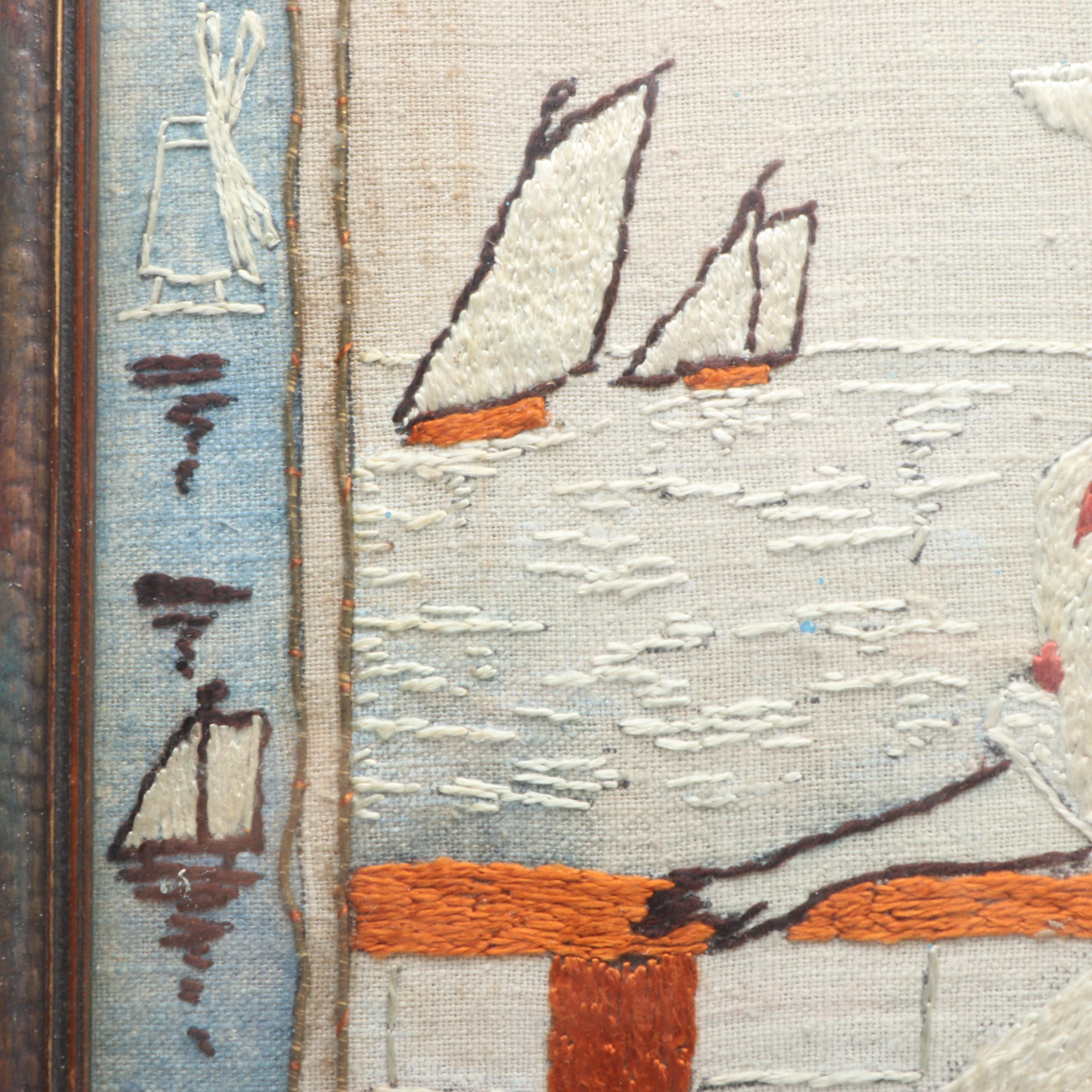 Handmade "Lots of Good Fish in the Sea" Satin Stitch Embroidery in Wood Frame