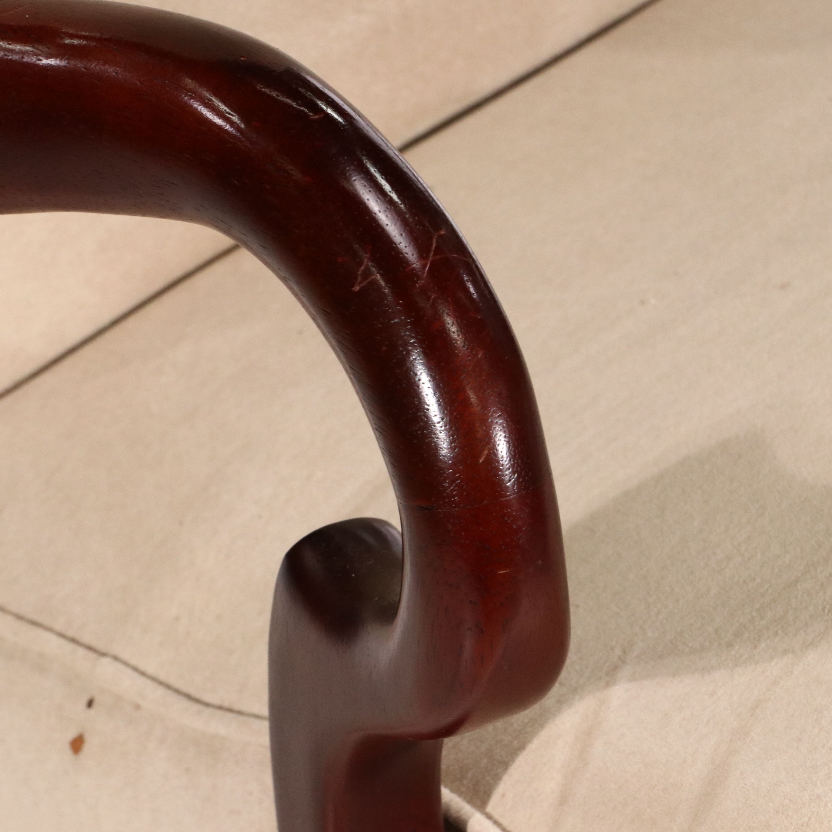 Queen Anne Style Upholstered Mahogany Armchair