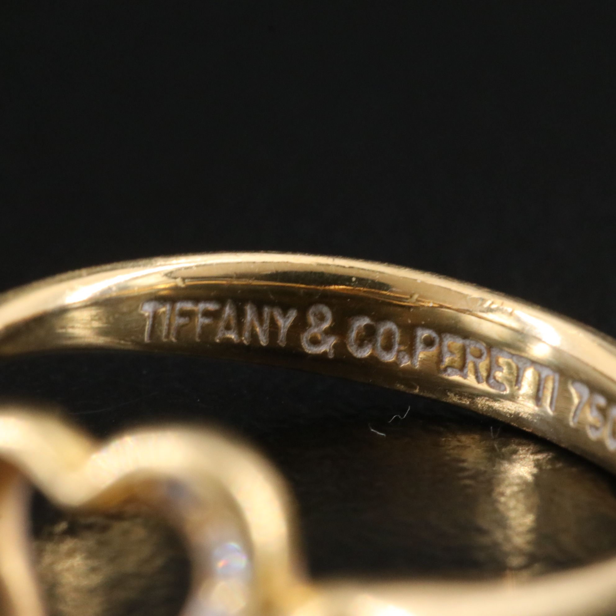 Elsa Peretti for Tiffany & Co. Open Heart 18K Ring with Diamond Accents