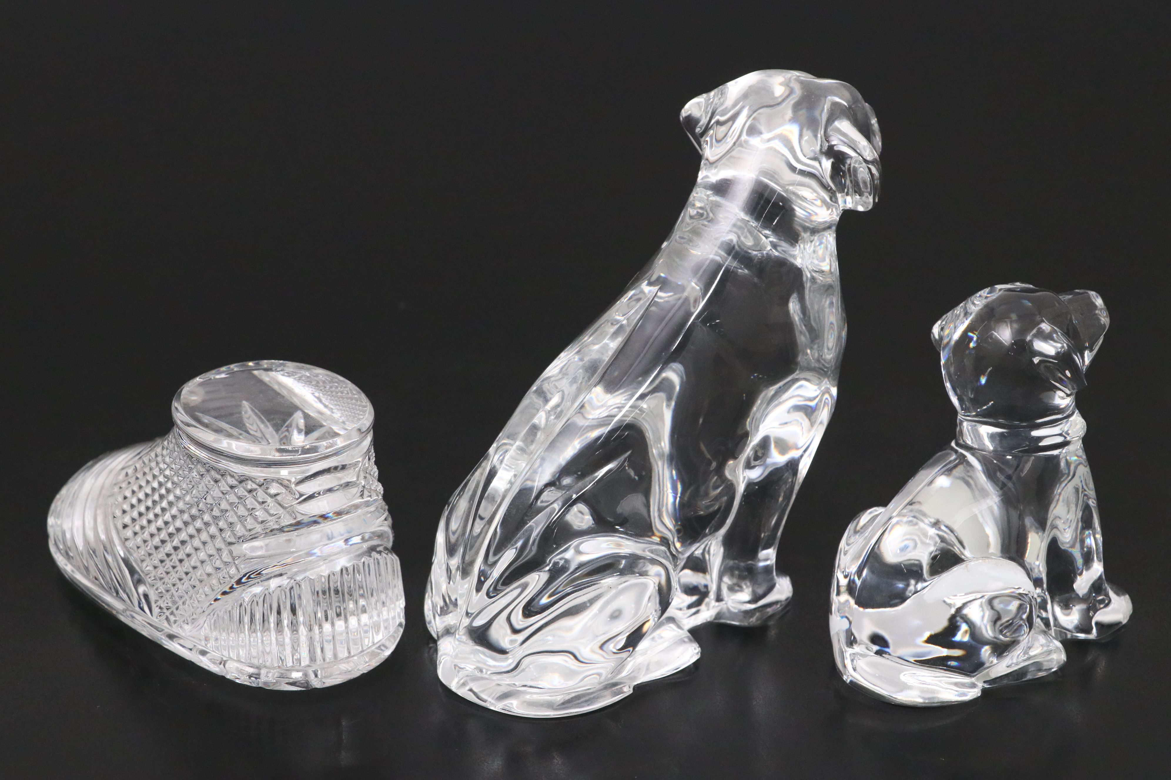 Waterford Crystal "Labrador Retriever" and "Baby Boot" Paperweights