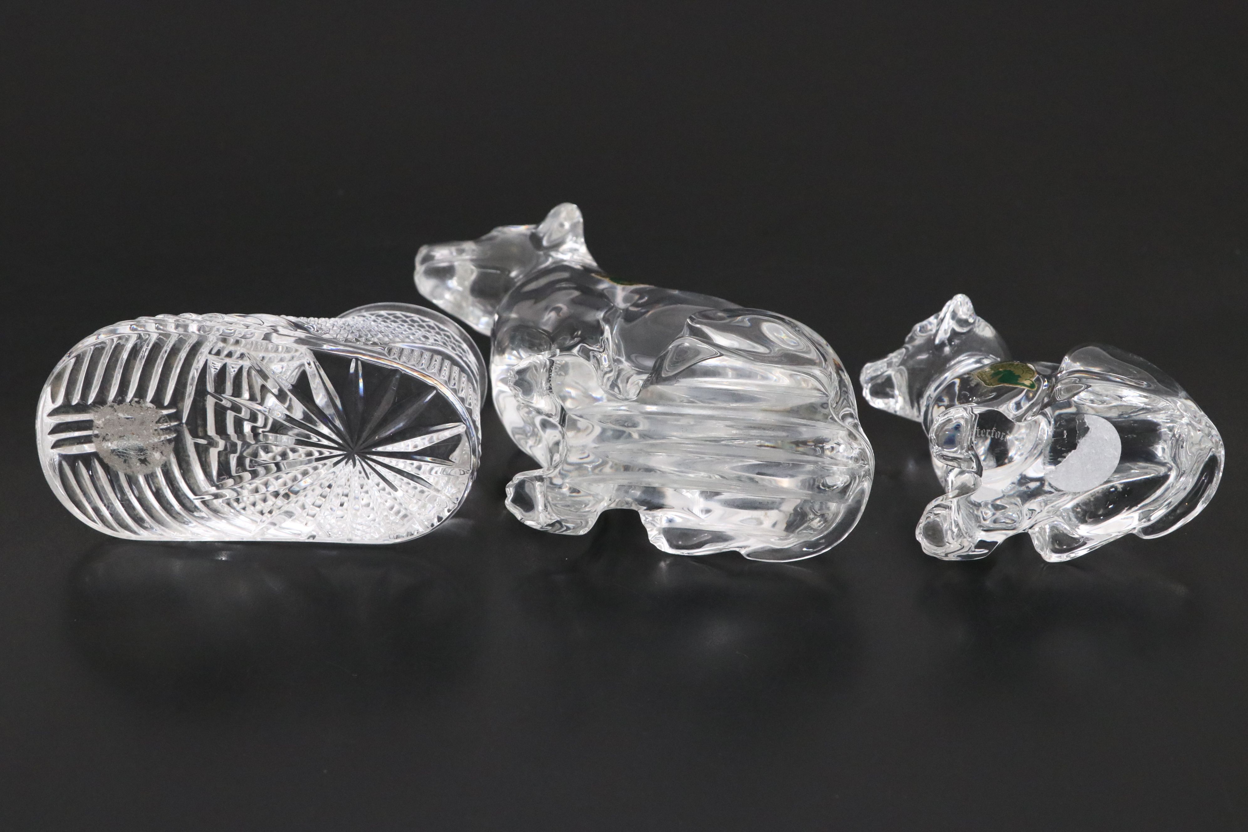 Waterford Crystal "Labrador Retriever" and "Baby Boot" Paperweights