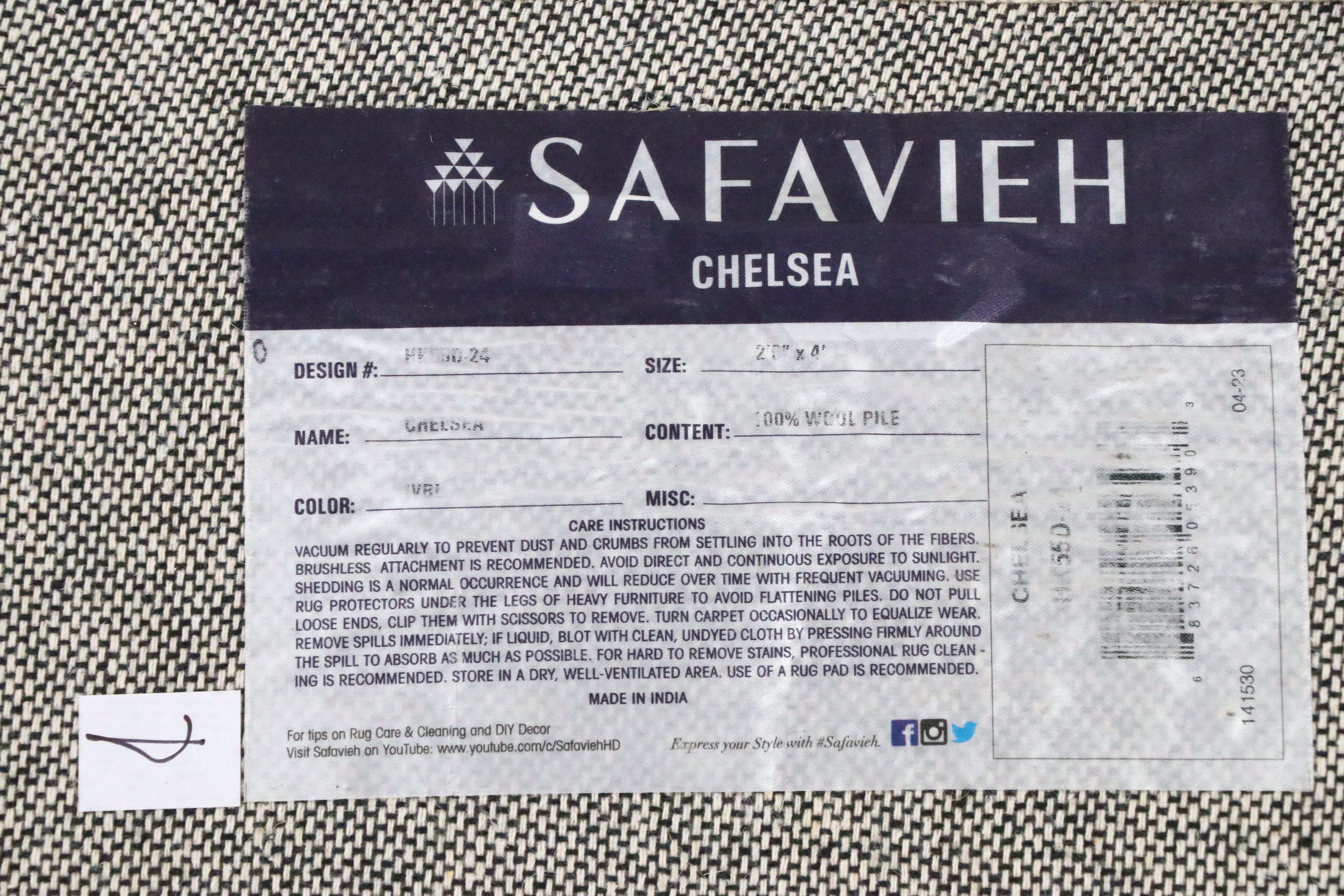 2'7 x 4' Hand-Tufted Safavieh "Chelsea" Accent Rug