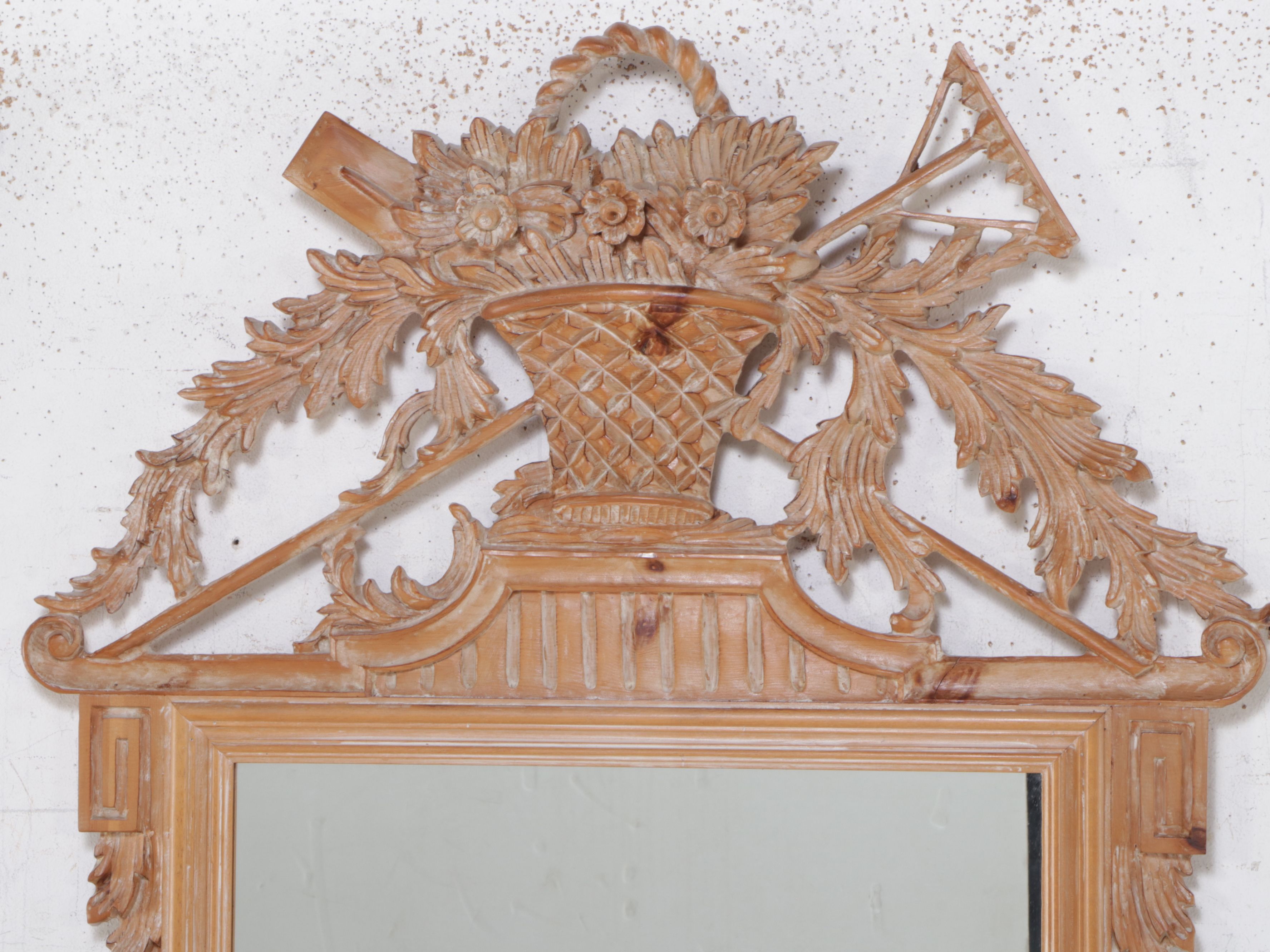 Italian Made Ethan Allen Louis XVI Carved Wood Wall Mirror, 21st Century