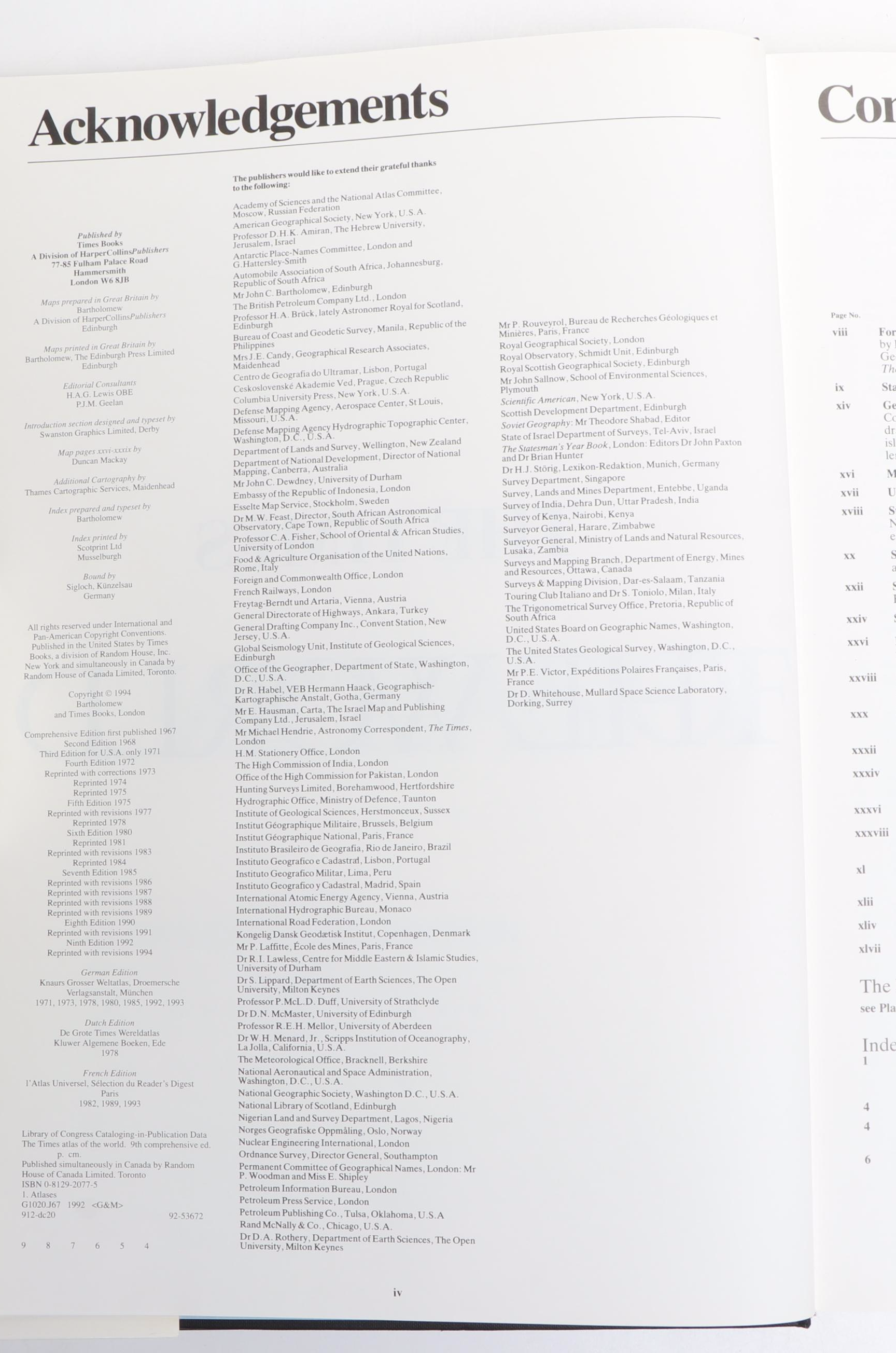 Ninth Edition "The Times Atlas of the World," 1994