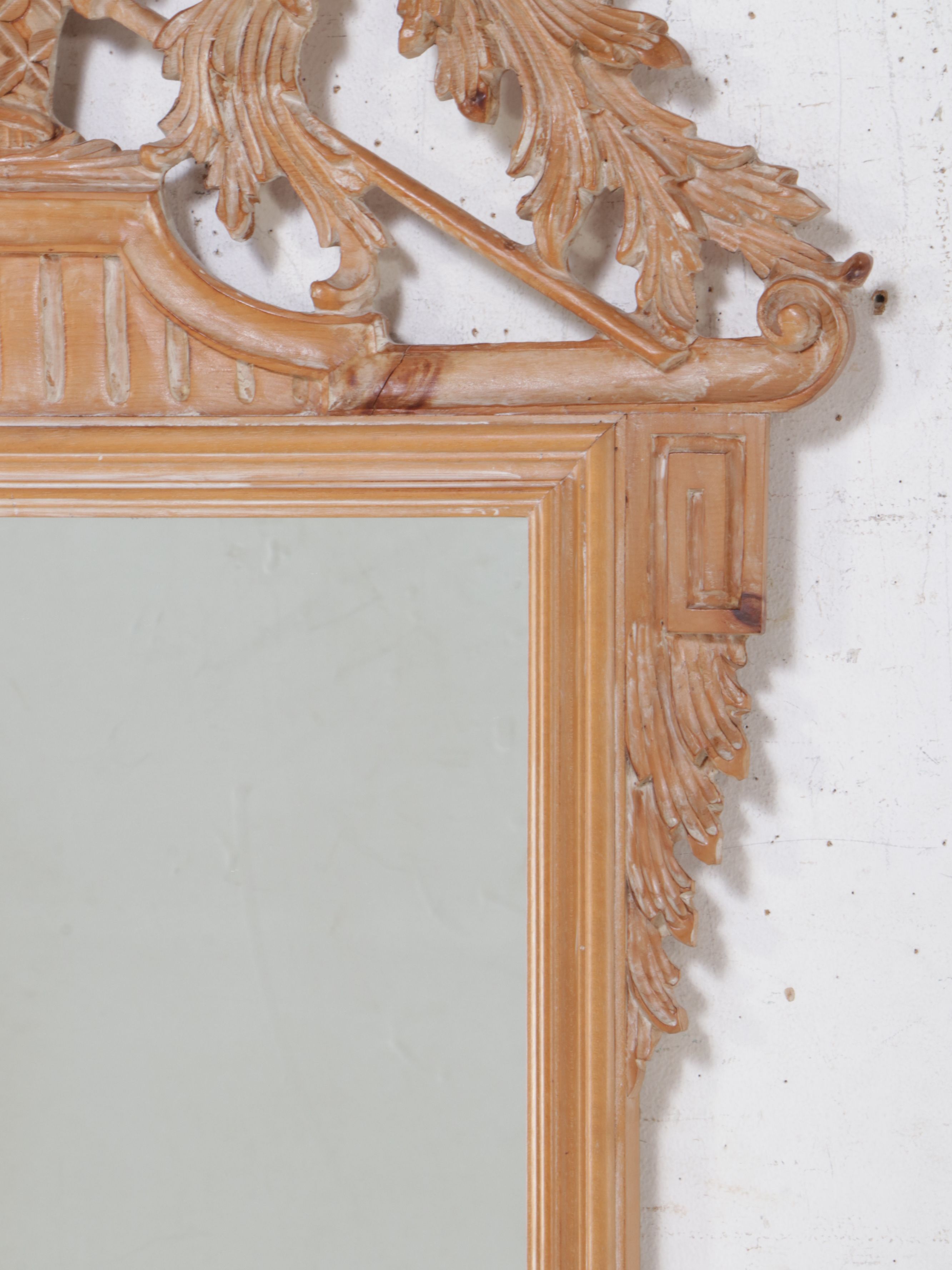 Italian Made Ethan Allen Louis XVI Carved Wood Wall Mirror, 21st Century