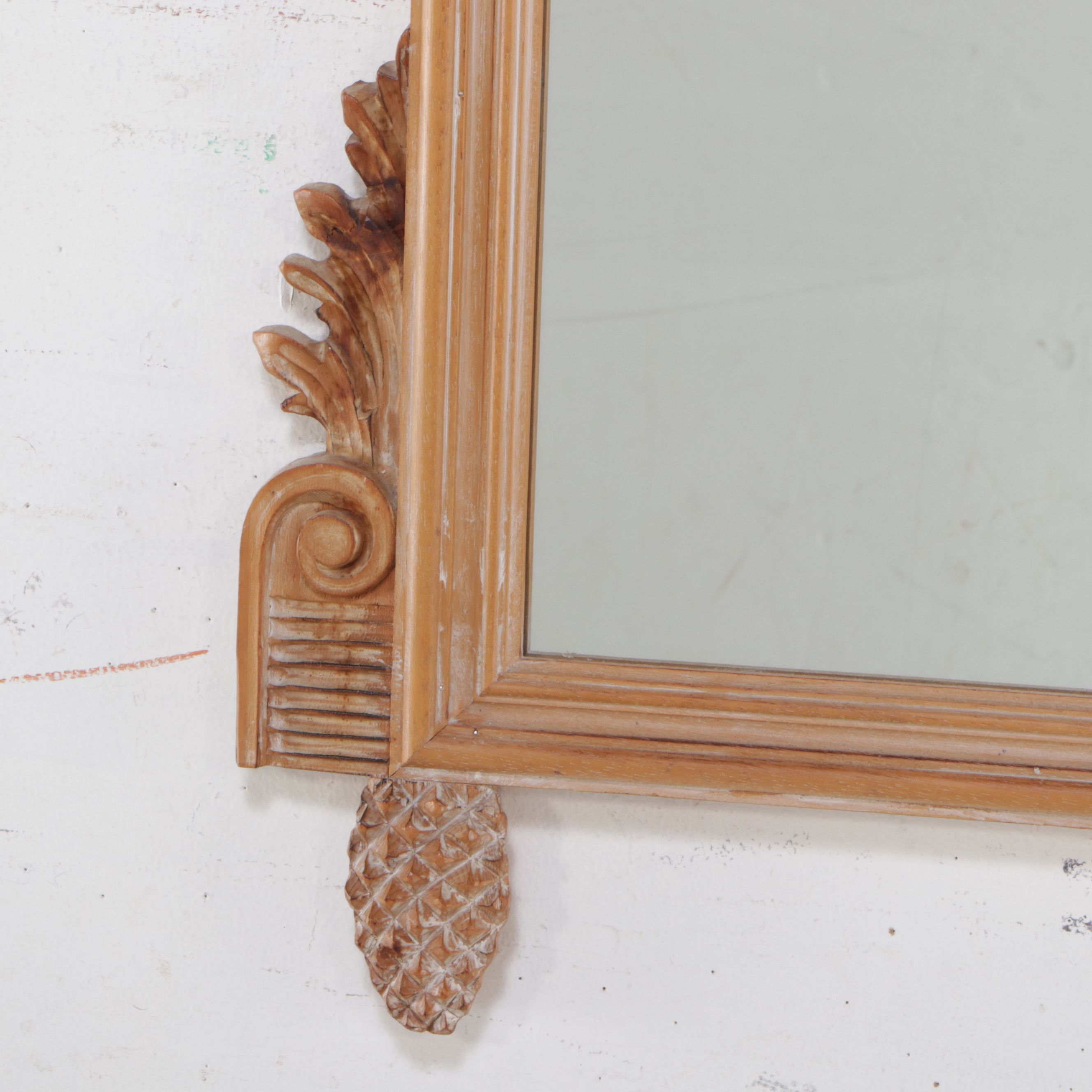 Italian Made Ethan Allen Louis XVI Carved Wood Wall Mirror, 21st Century