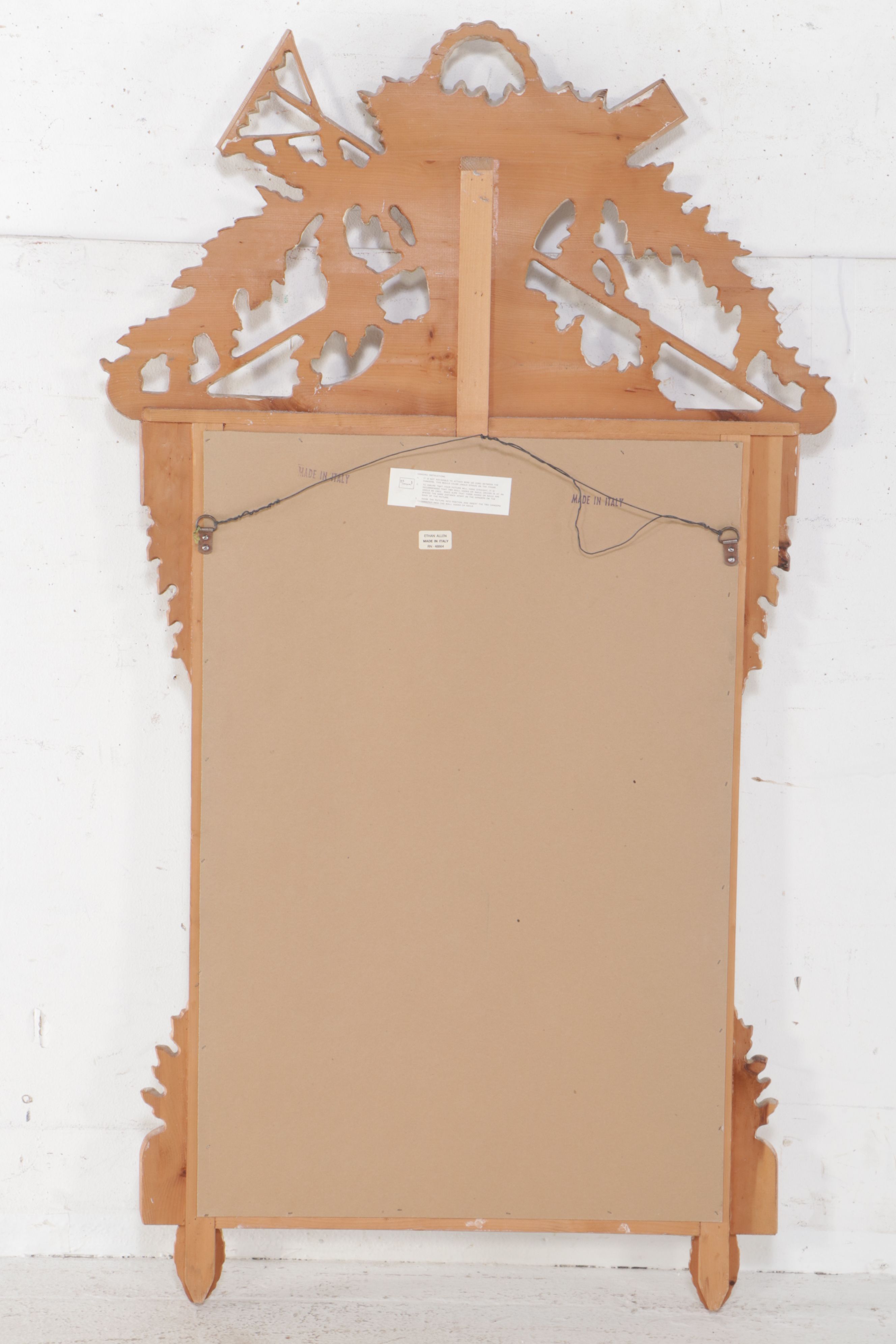 Italian Made Ethan Allen Louis XVI Carved Wood Wall Mirror, 21st Century