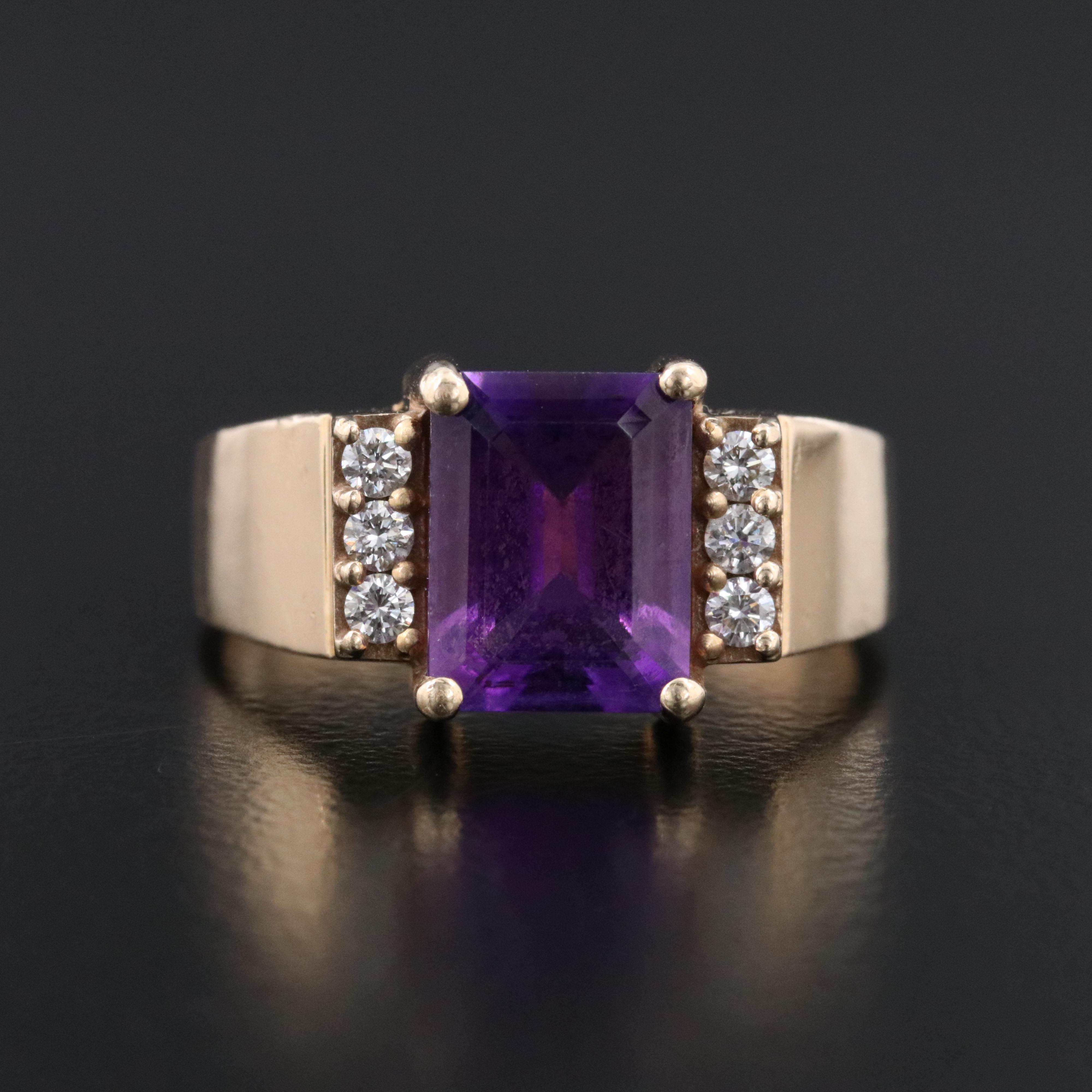 14K Amethyst and Diamond Ring