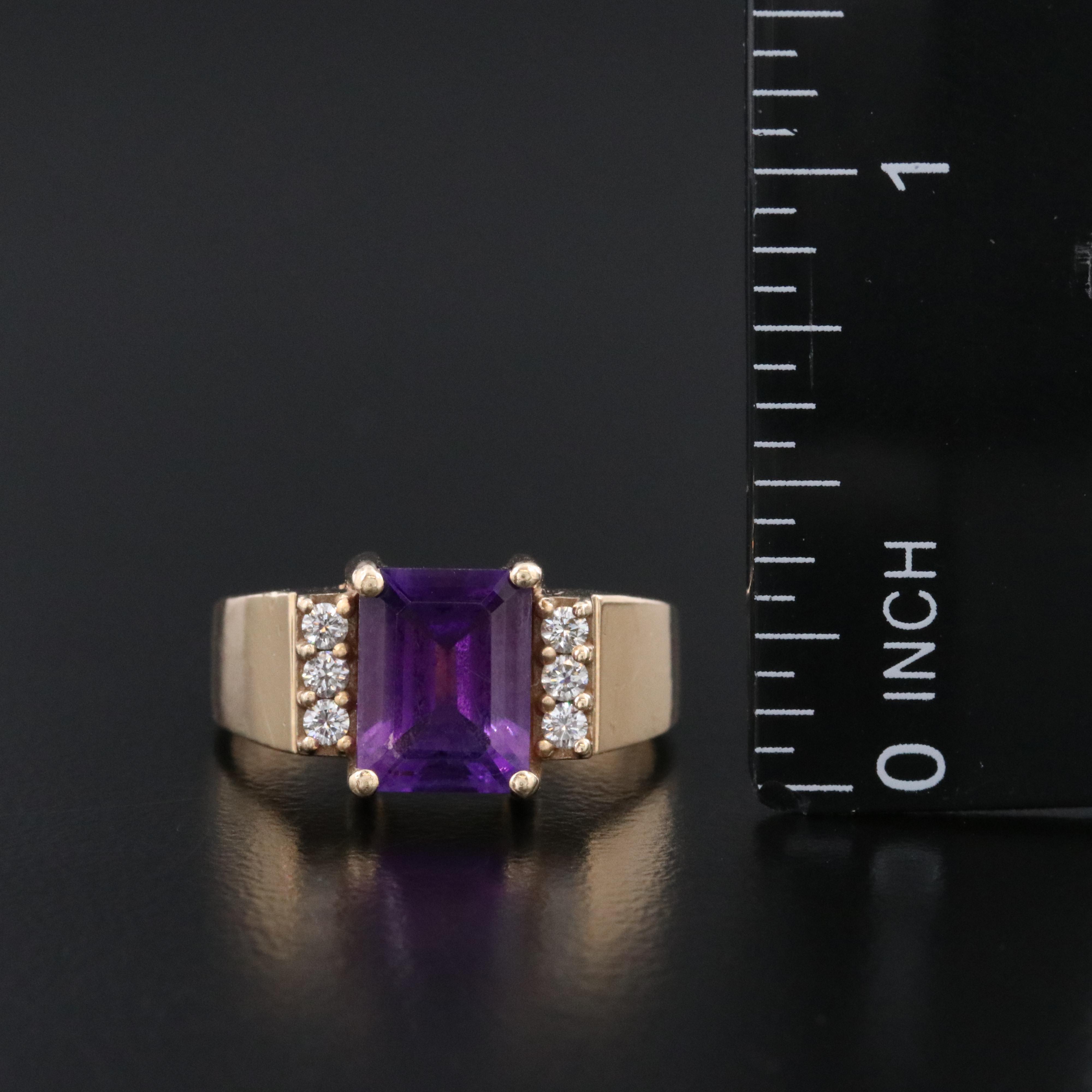 14K Amethyst and Diamond Ring